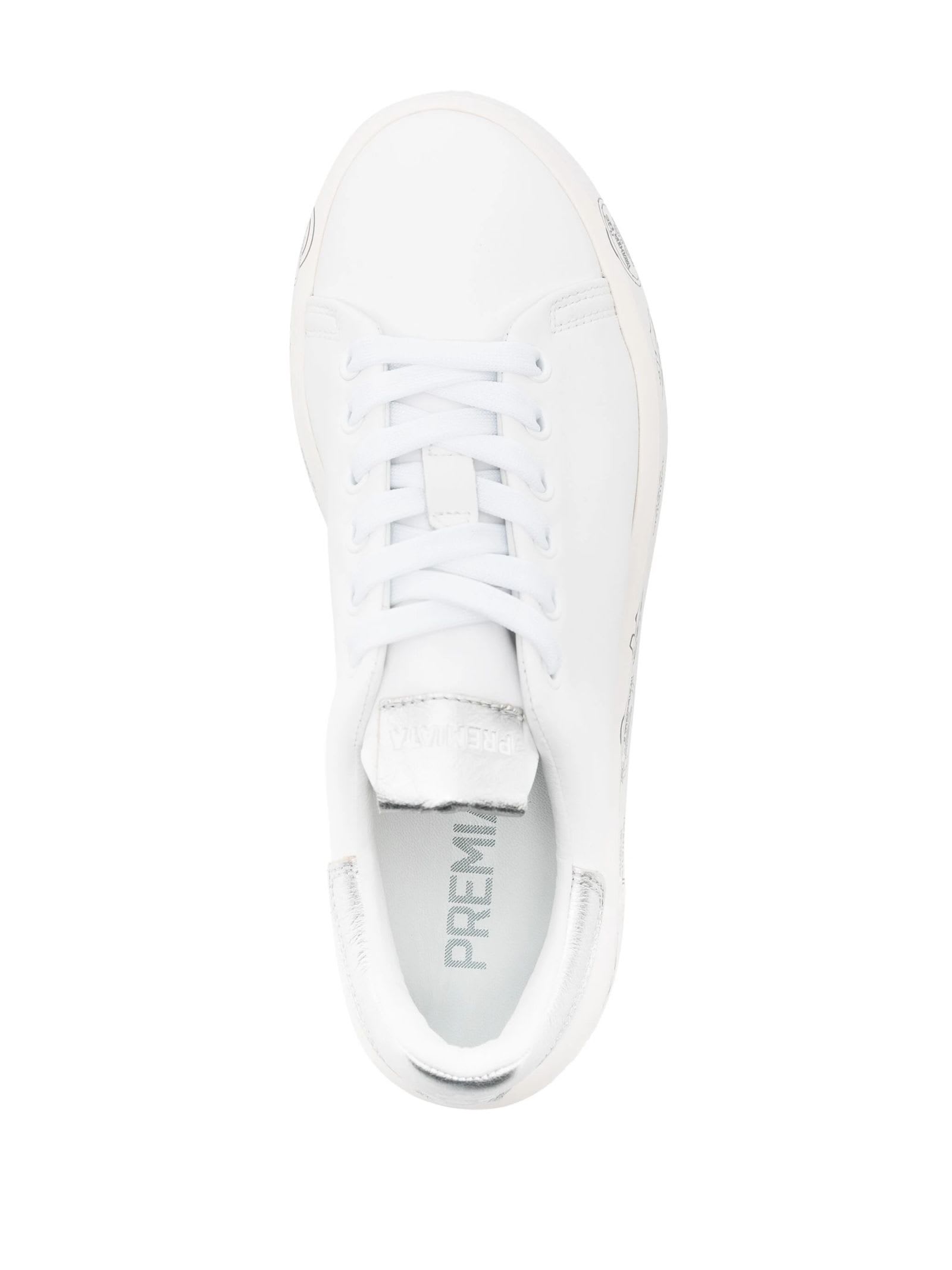 Shop Premiata White Belle Leather Sneakers