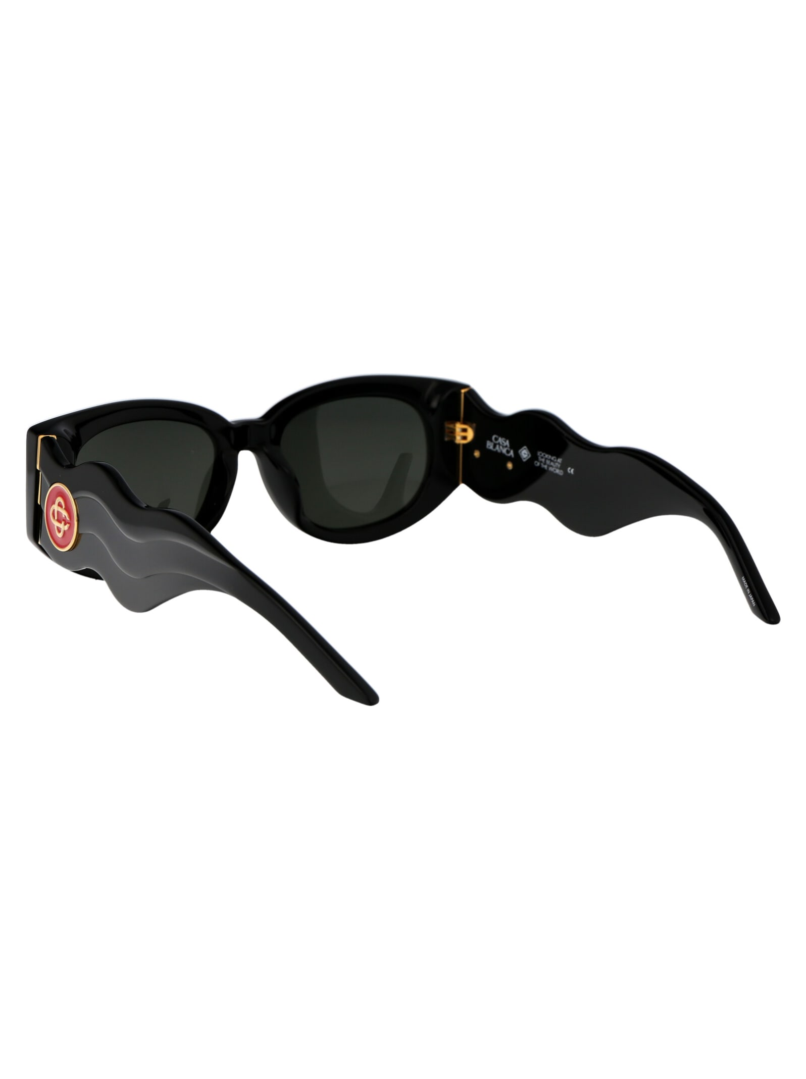 Shop Casablanca As23-ew-020-01w Sunglasses In Black/yellow Gold/grey