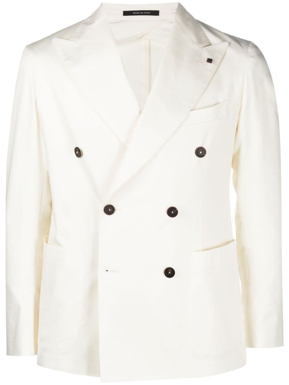 Tagliatore Cottons DOUBLE-BREASTED JACKET IN WHITE WOOL