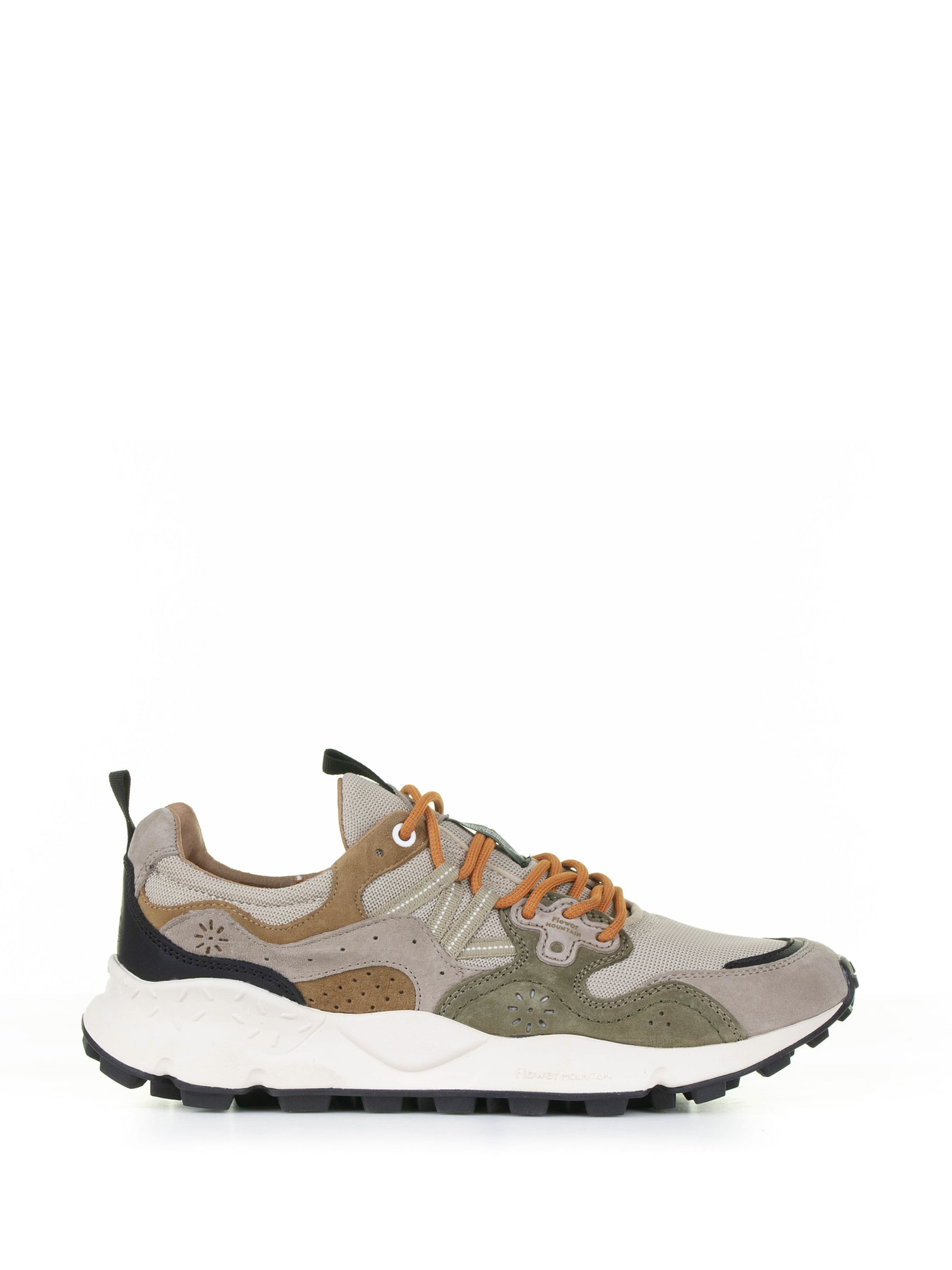 Shop Flower Mountain Yamano Mens Sneaker In Suede And Nylon In Sand Military