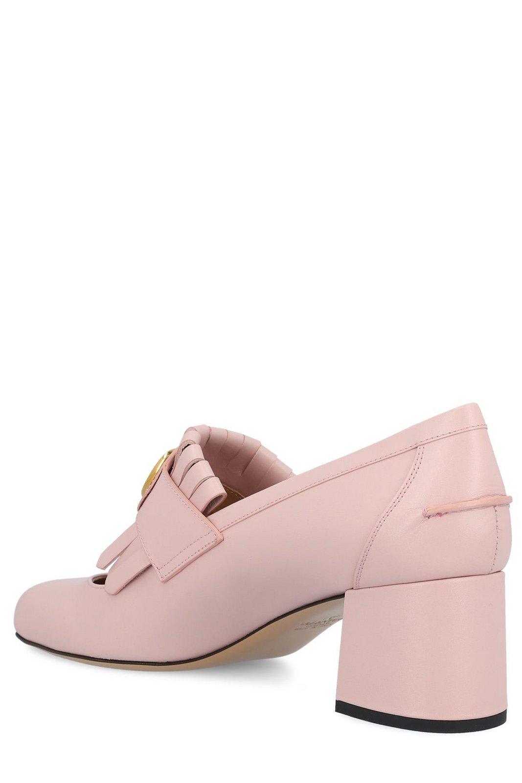 Valentino Smooth Calfskin Leather Shoes With Vlogo In Powder