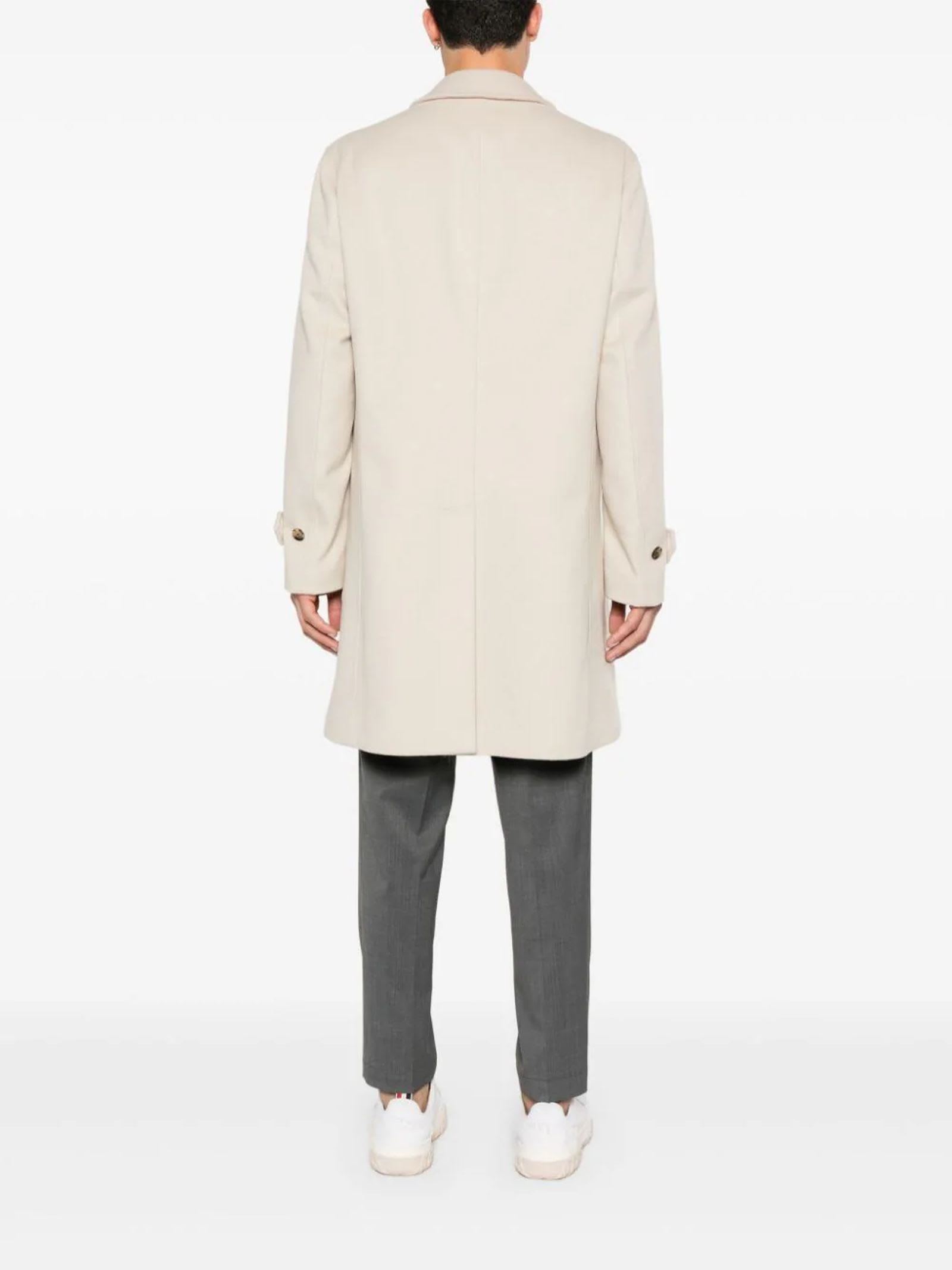 Shop Lardini Ivory White Virgin Wool Coat