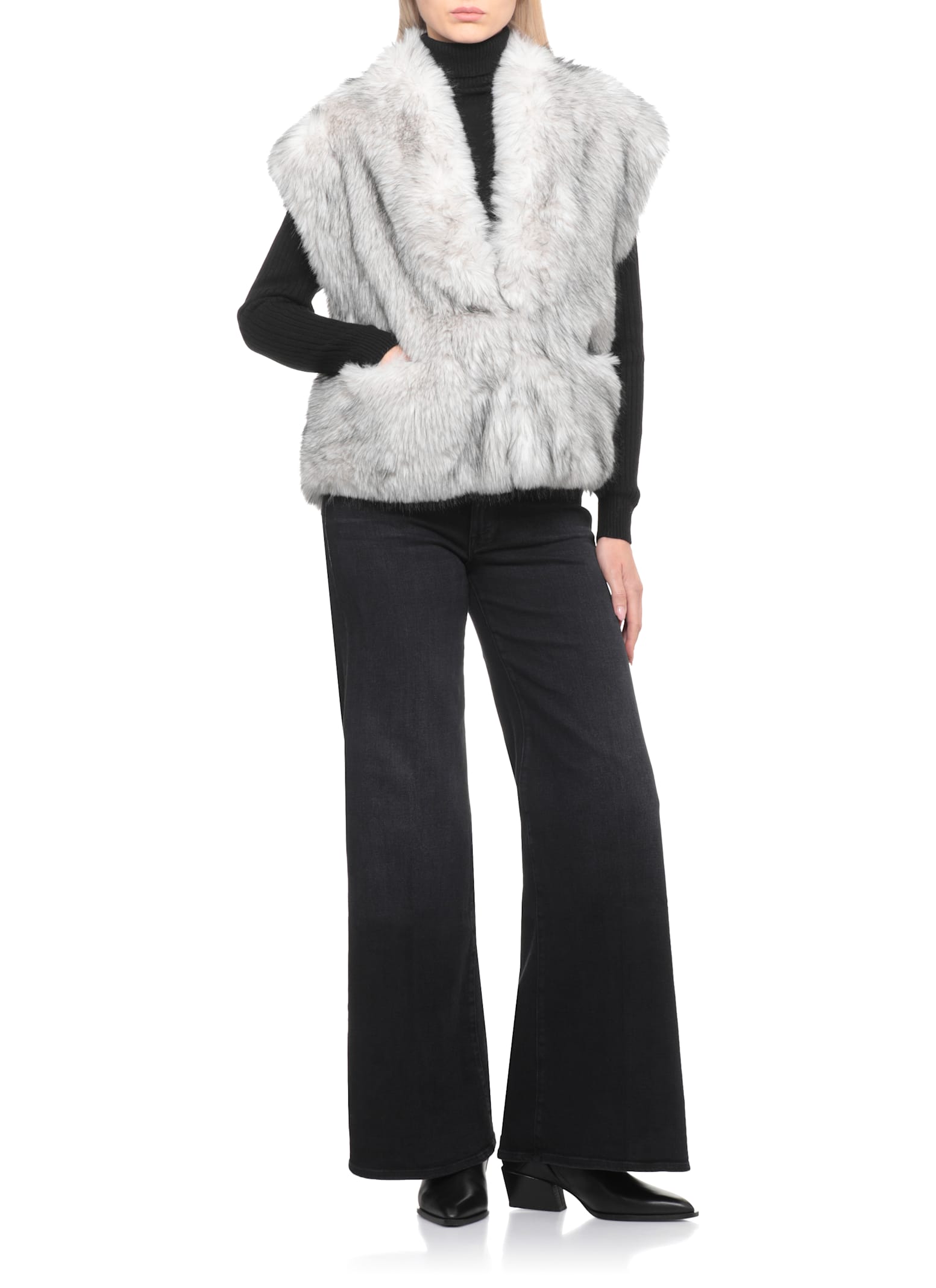 Betta Corradi Syntetic Fur Vest In Gray