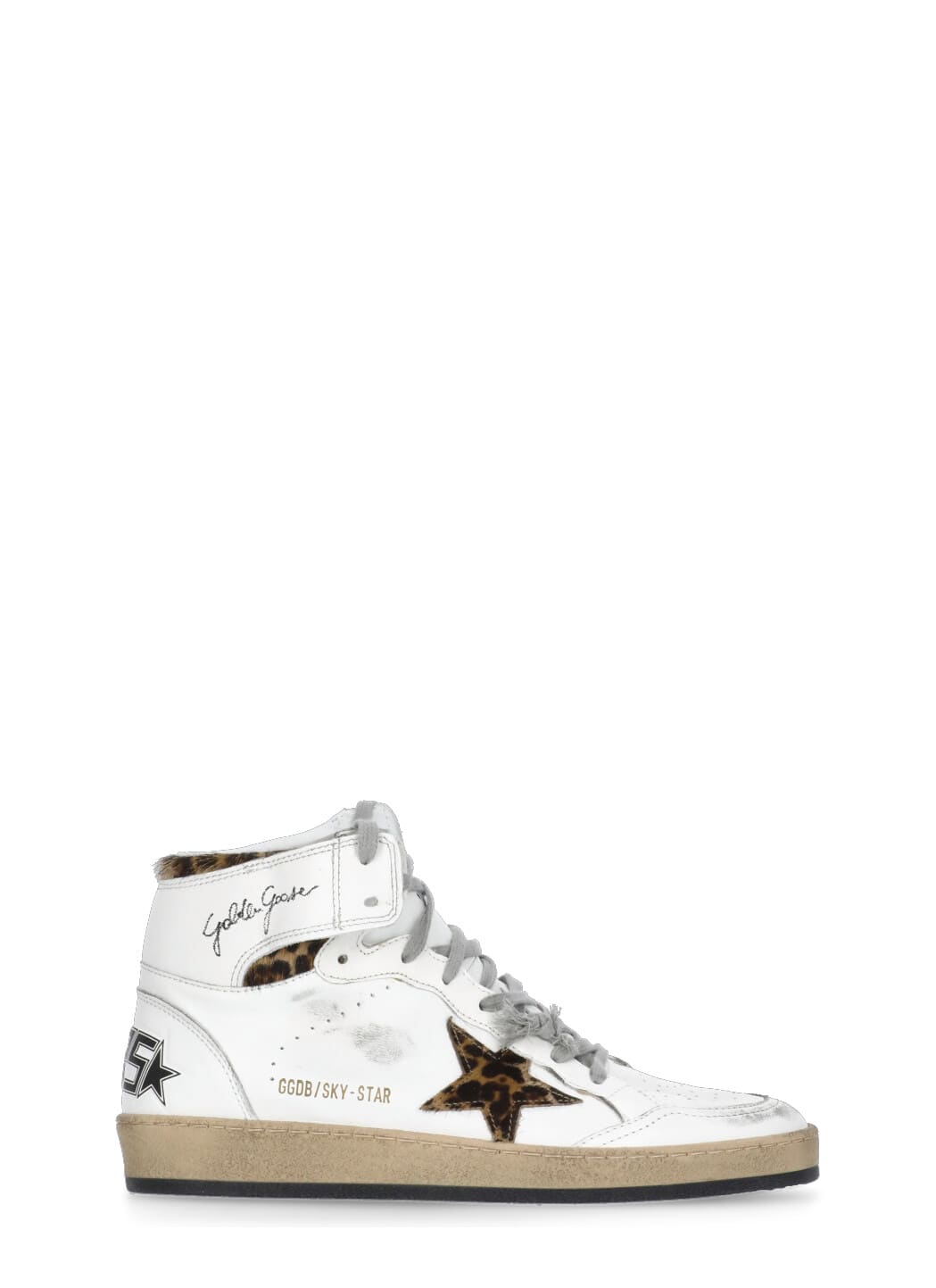 Golden Goose Sky-star Sneakers With Leo Ponyskin Inserts In White