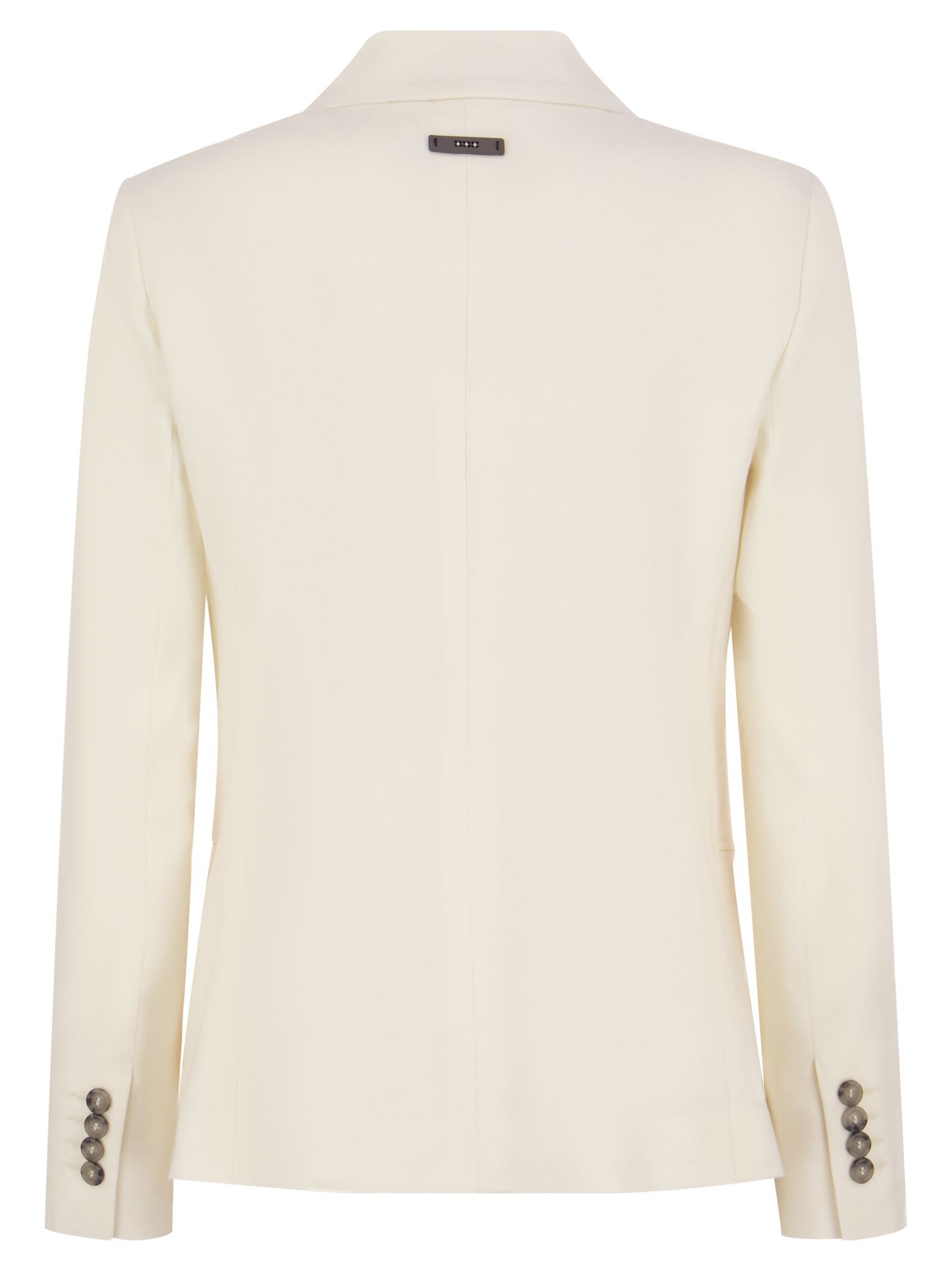 Shop Peserico Wool And Linen Canvas Double-breasted Blazer In Ivory