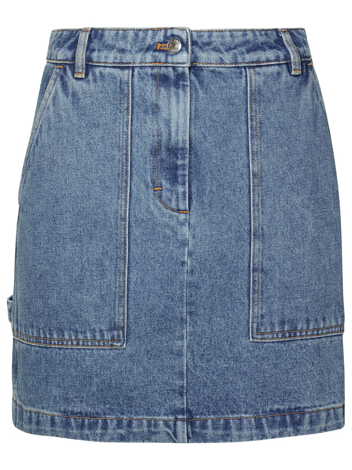 Shop Maison Kitsuné Light Blue Denim Miniskirt