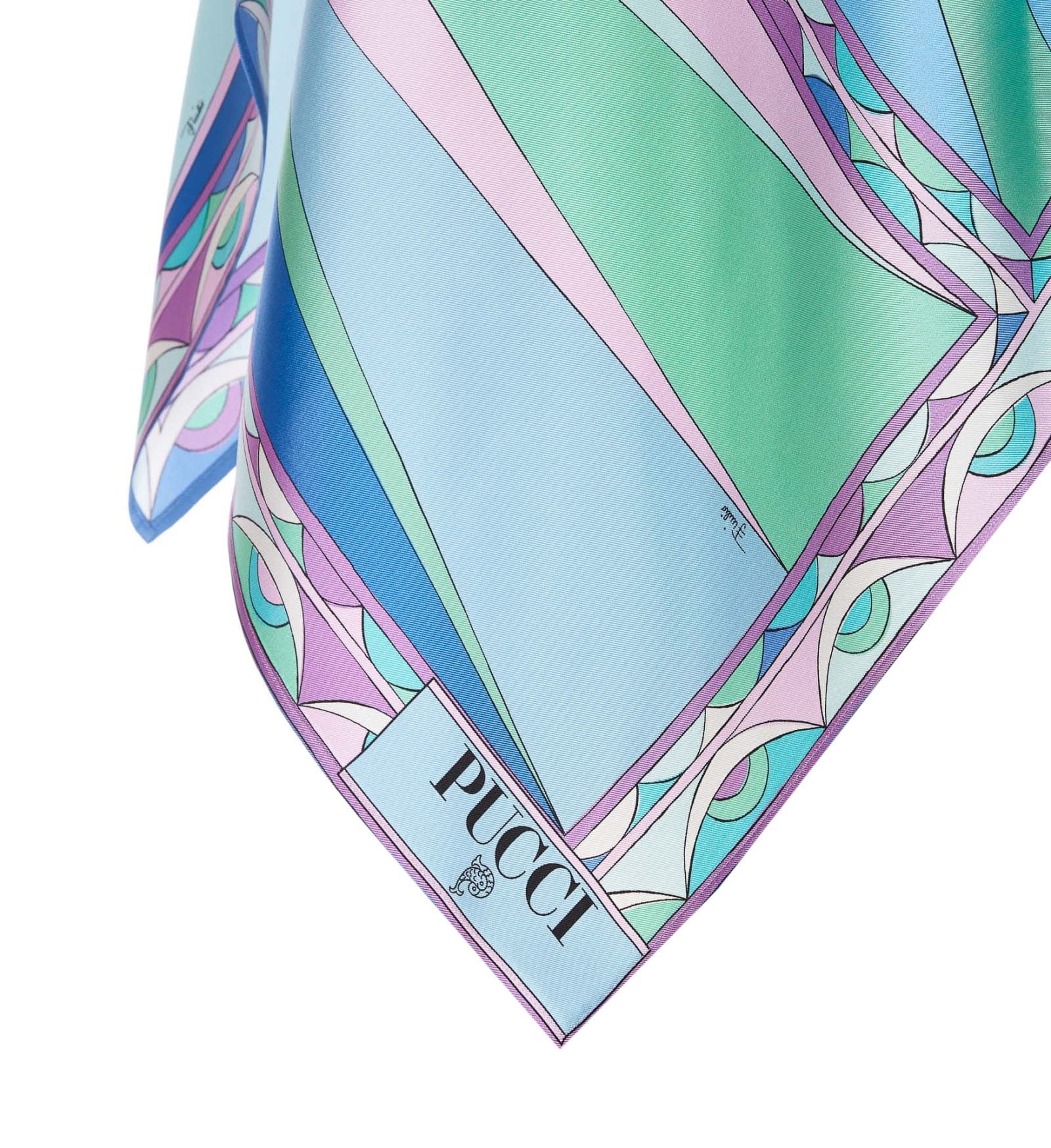 Shop Pucci Cigni Print Silk Top In Clear Blue