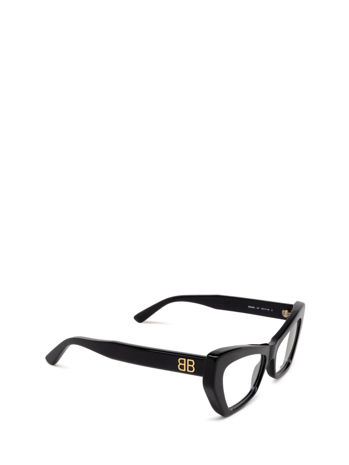 Shop Balenciaga Cat-eye Frame Glasses In 001 Black Black Transpare