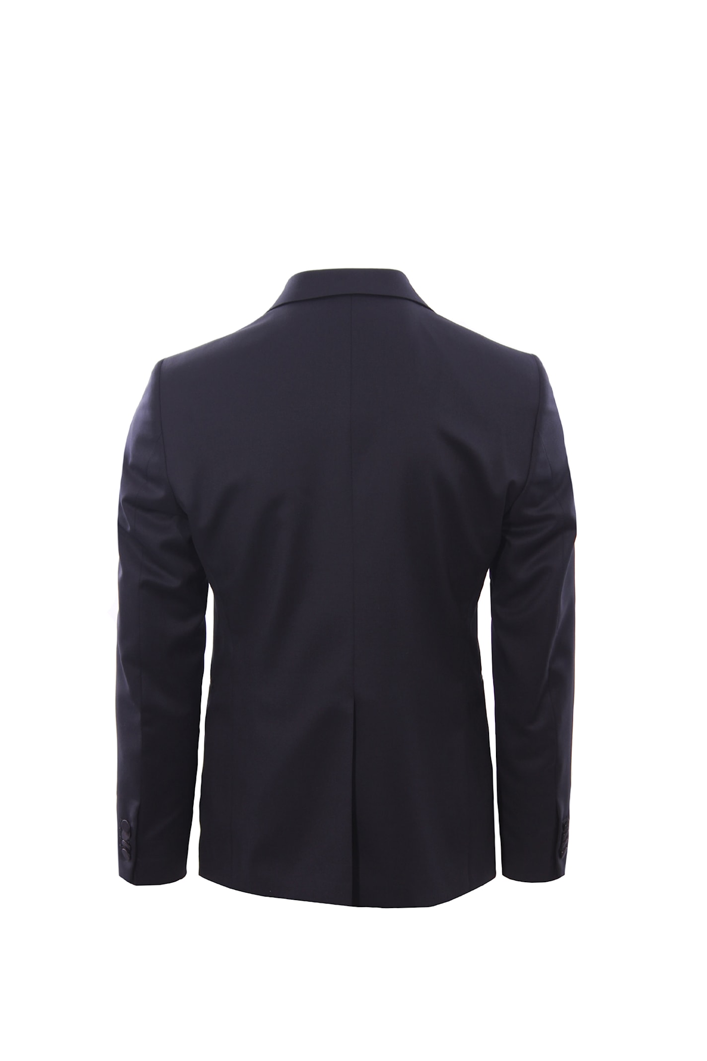 Tagliatore Black Double-breasted Tuxedo Suit With Covered Buttons In Blue