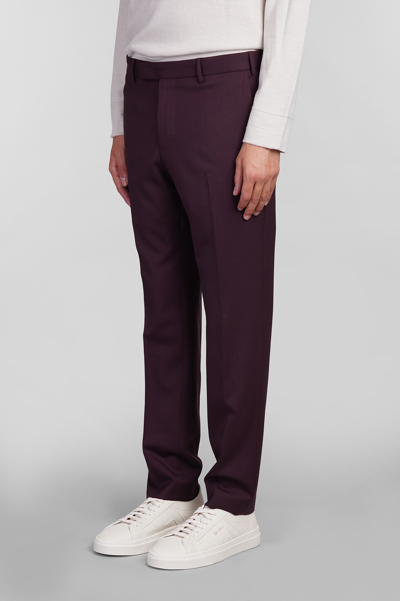 Shop Pt Torino Pants In Bordeaux Wool