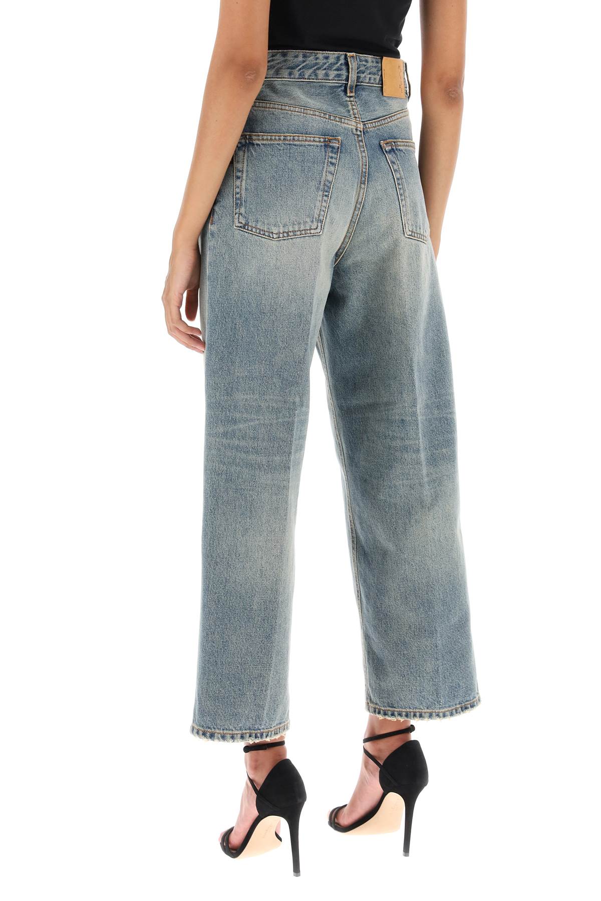 Shop Haikure Betty Cropped Jeans With Straight Leg In Dirty Blue (light Blue)