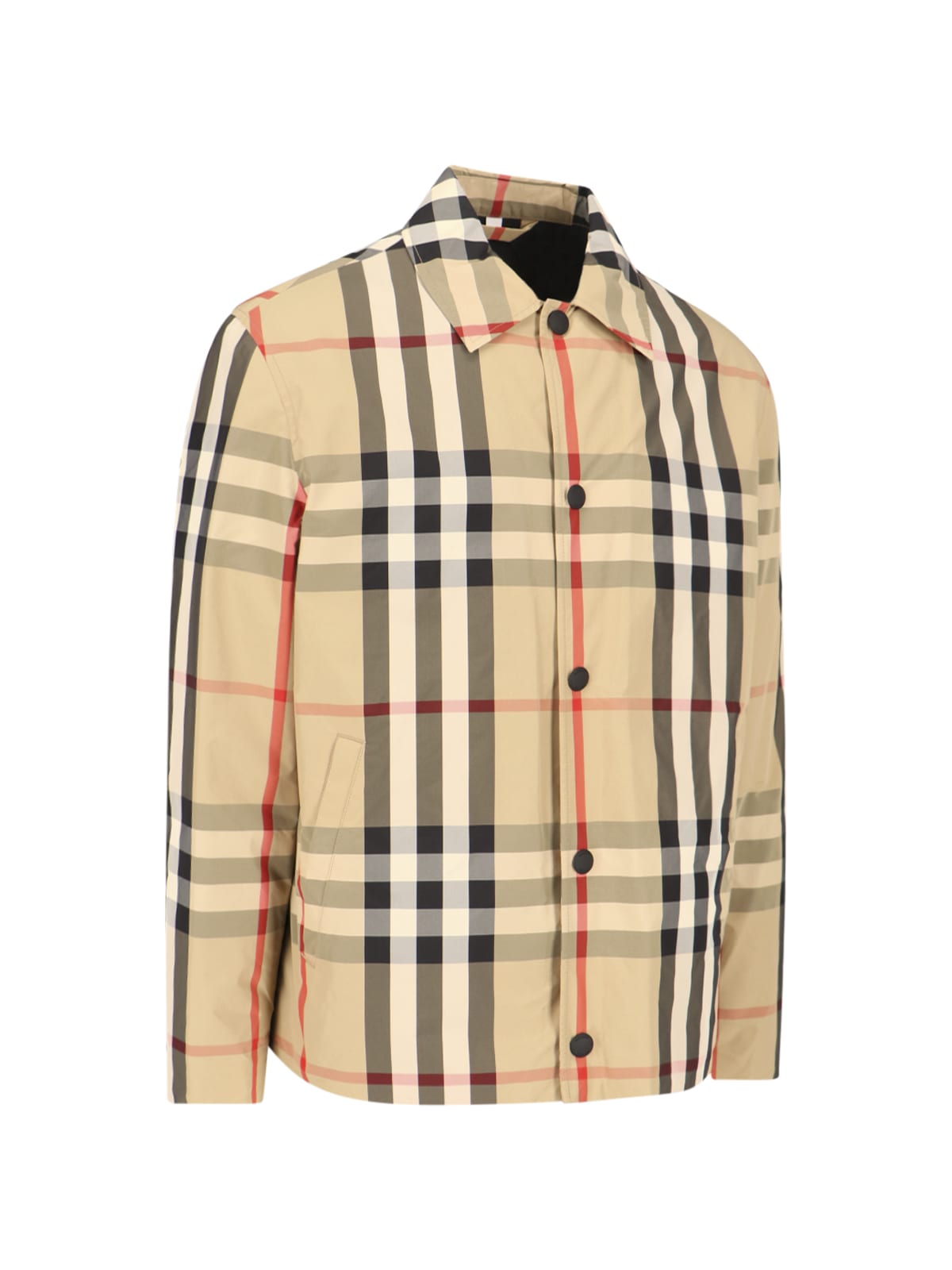 Shop Burberry Check Shirt Jacket In Beige