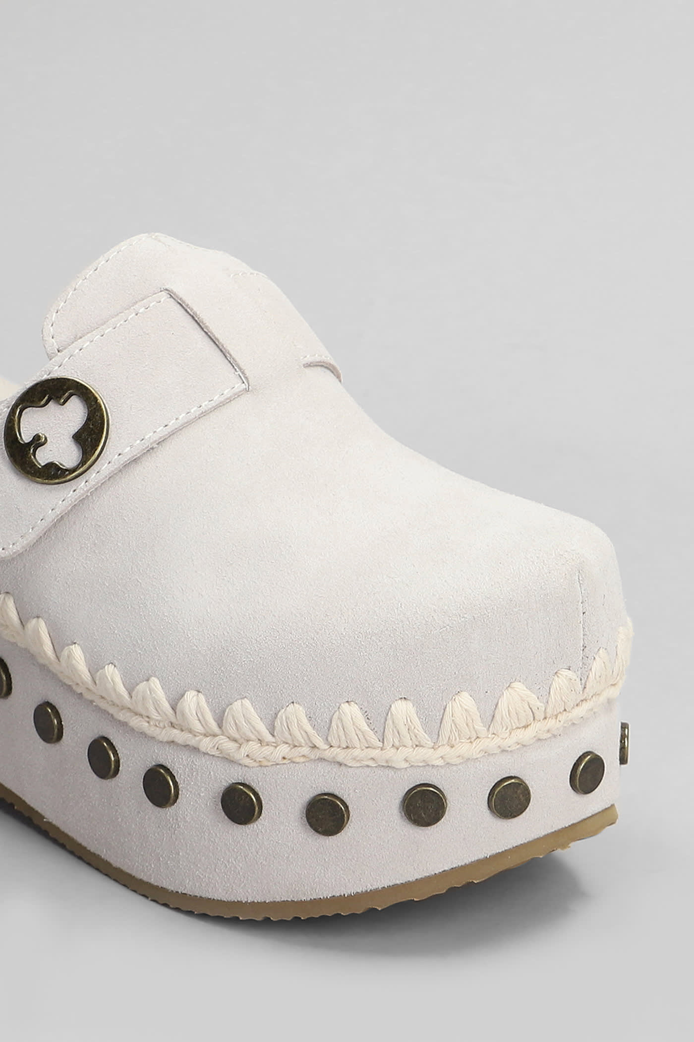 Mou 60mm Suede Clogs In Grey