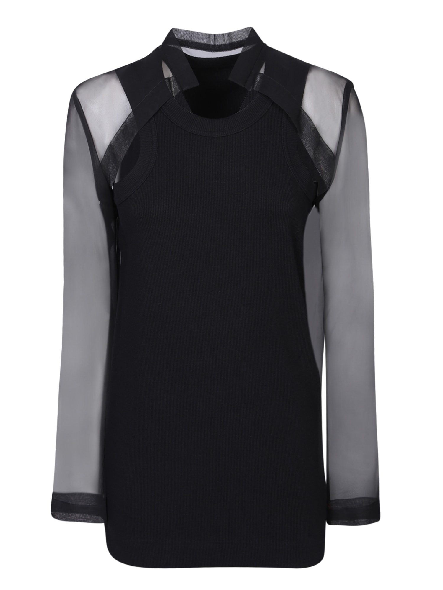 Sacai Semi-transparent Details Black Top