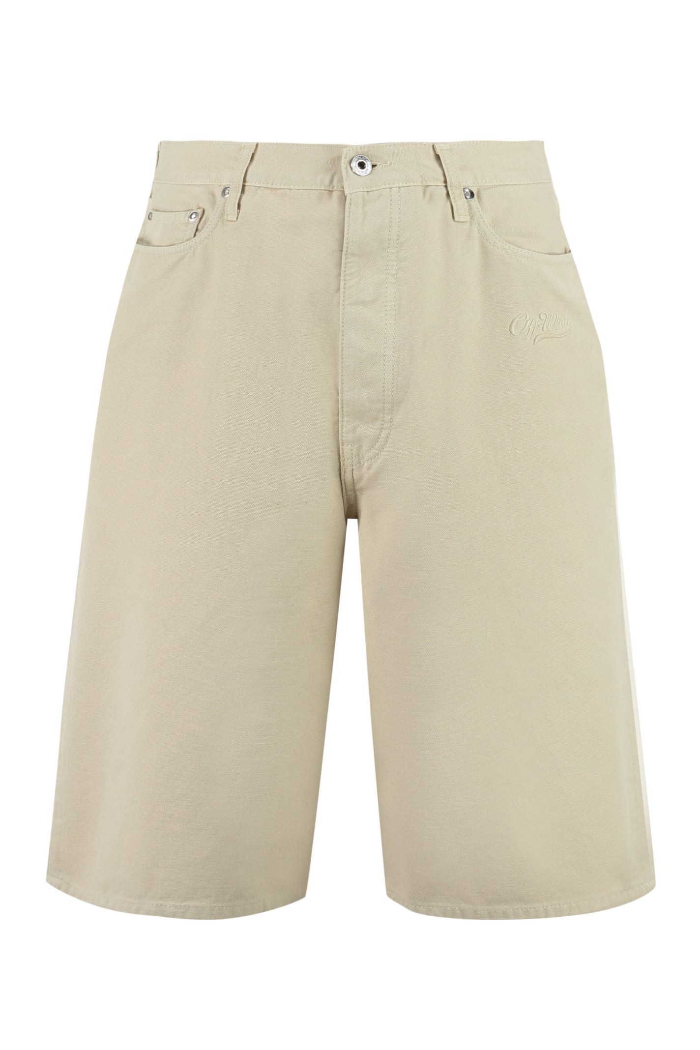 Off-White Cotton Bermuda Shorts