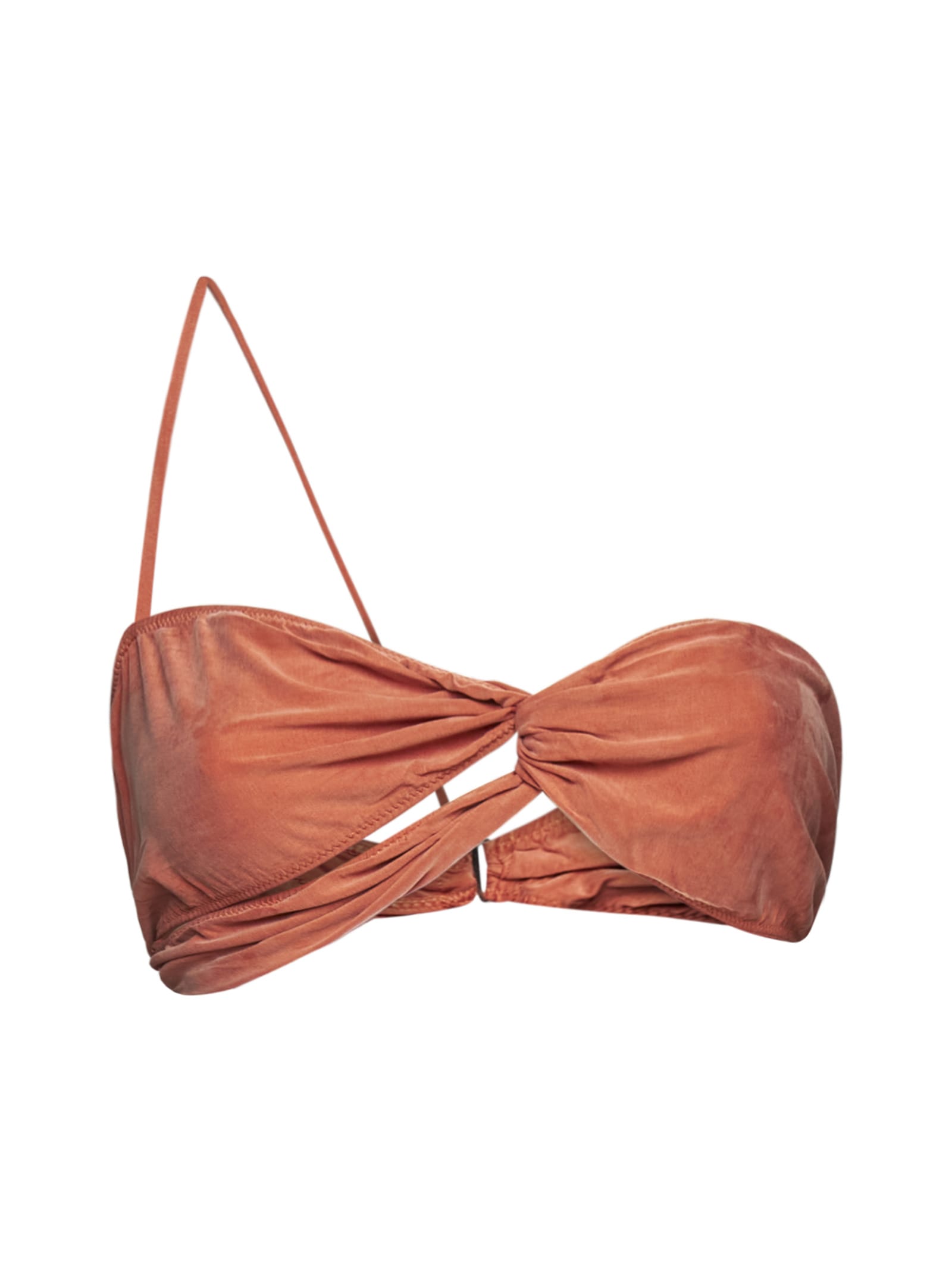 Jacquemus Espelho Cropped Asymmetric Stretch-jersey Bandeau Top In Red