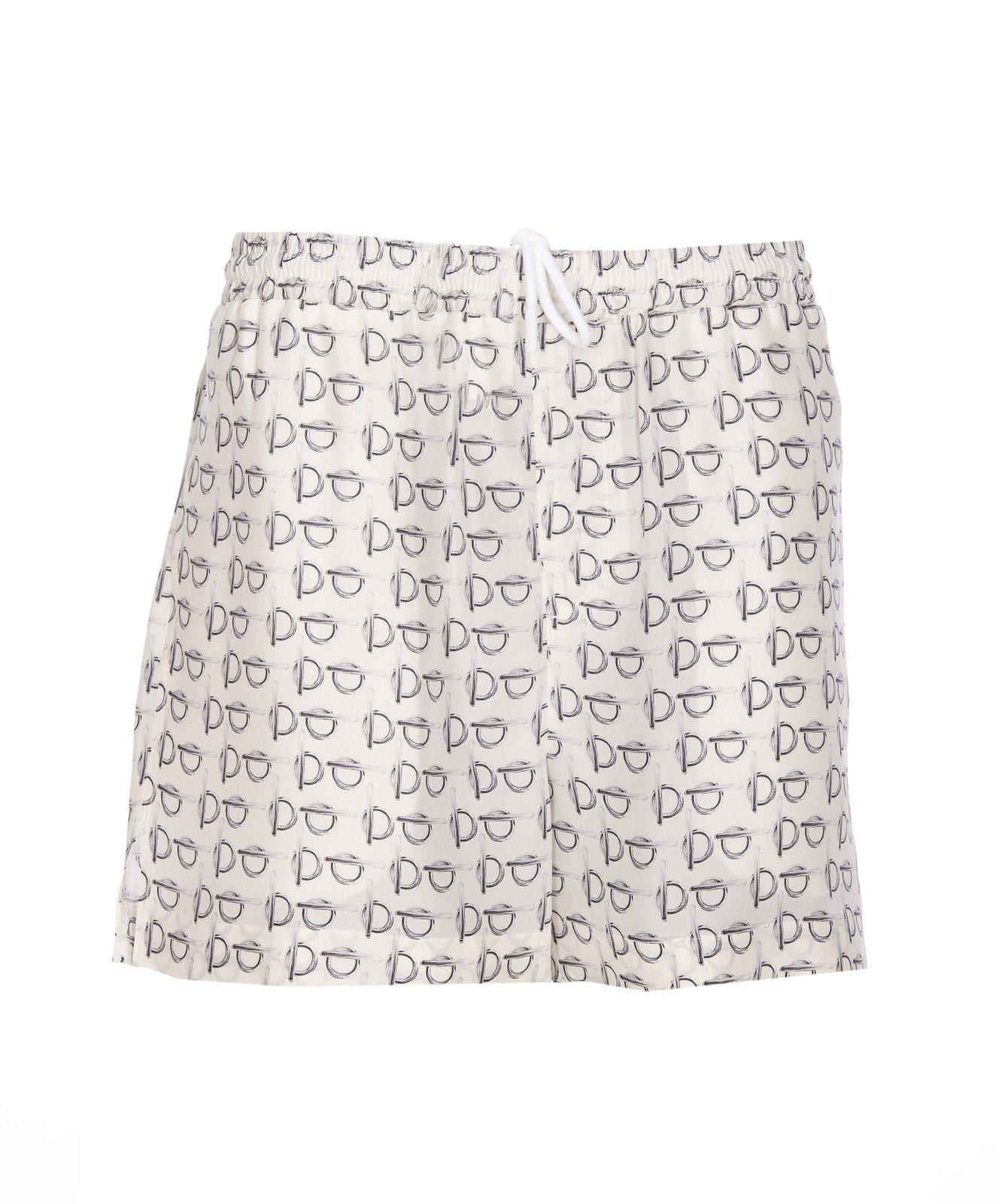 Shop Burberry Drawstring All-over Printed Shorts