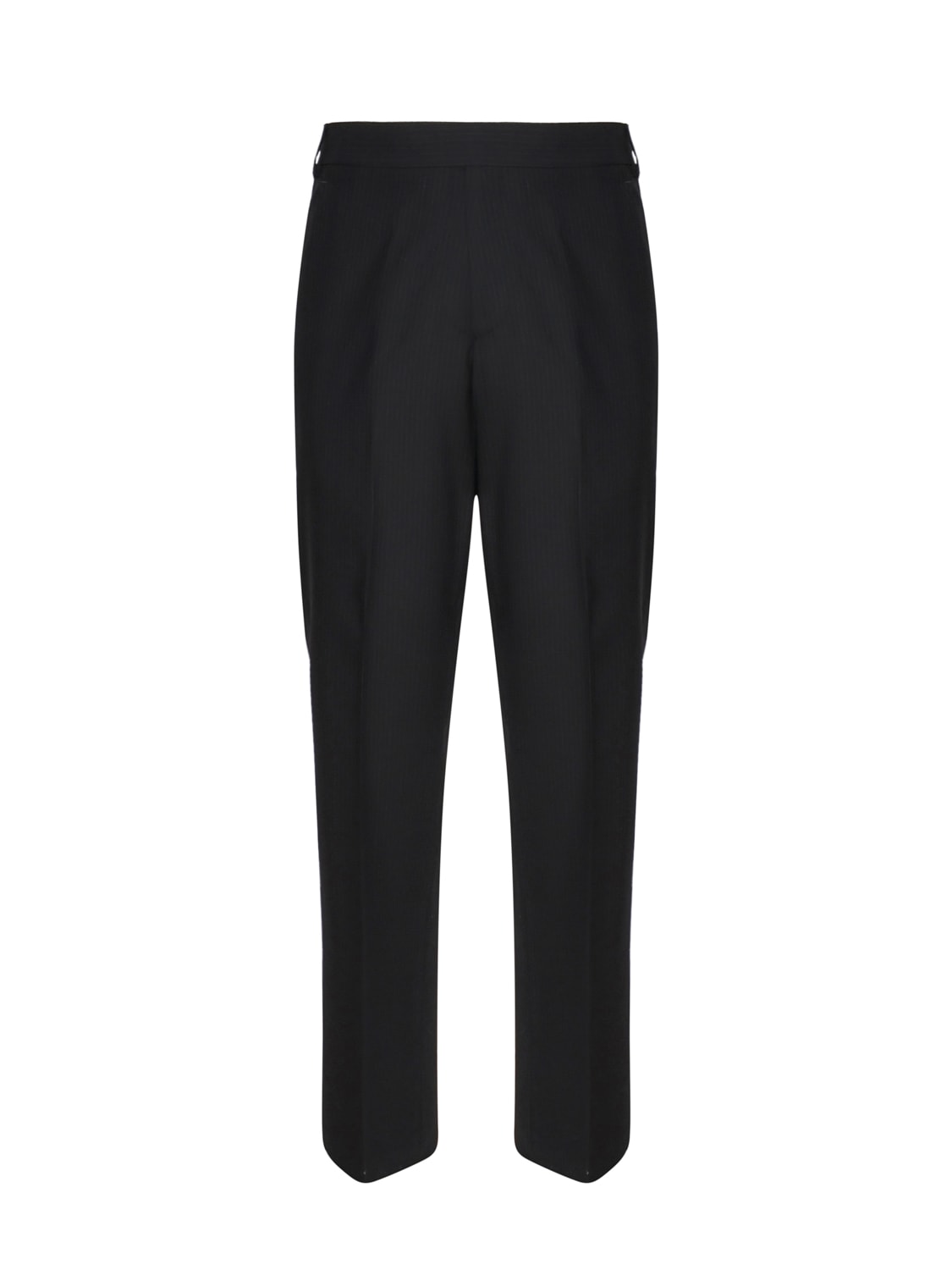 Shop Lardini Straight Pinstriped Trousers In Black
