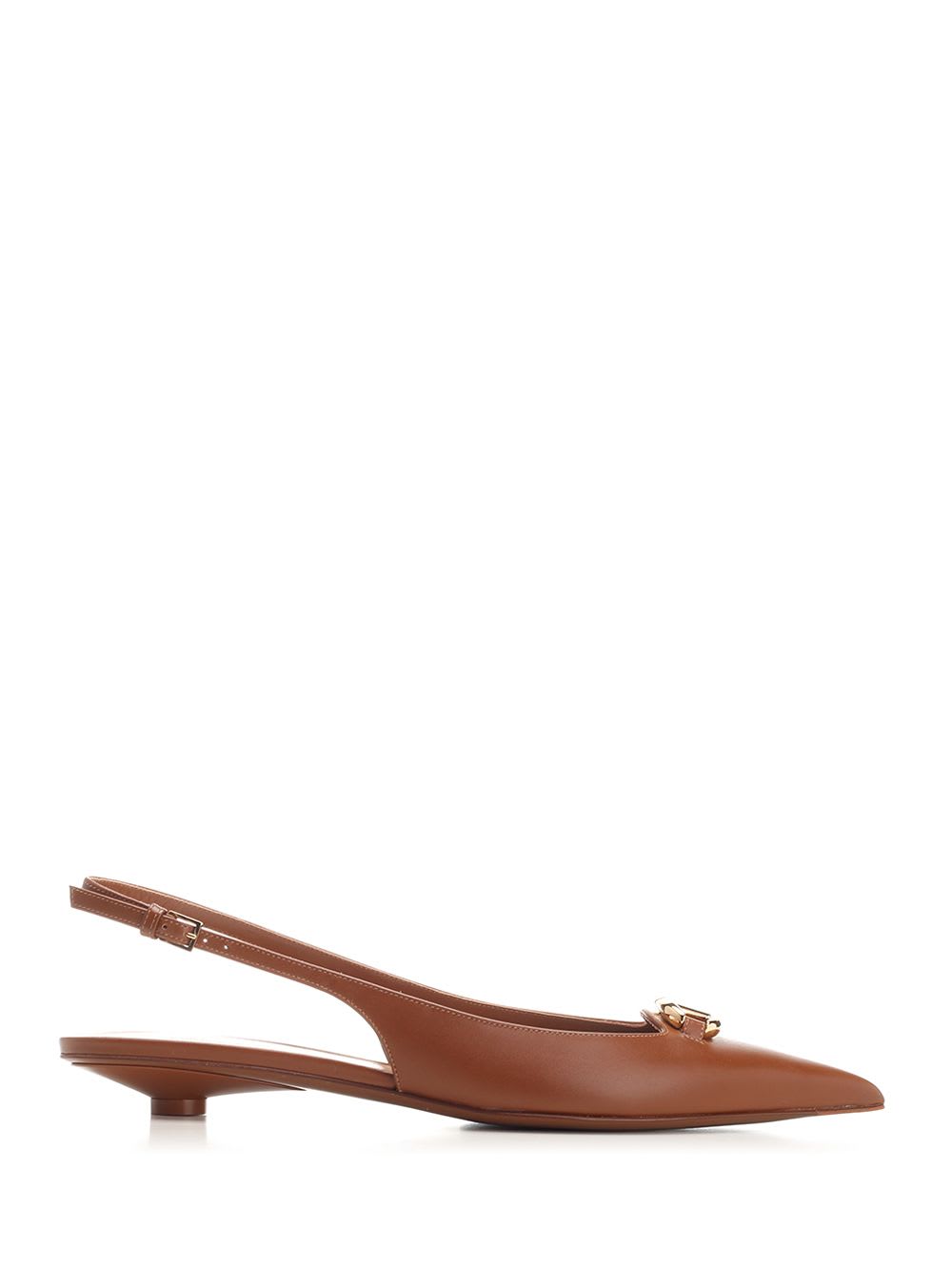 Shop Valentino V Logo Moon Sling Back In Brown