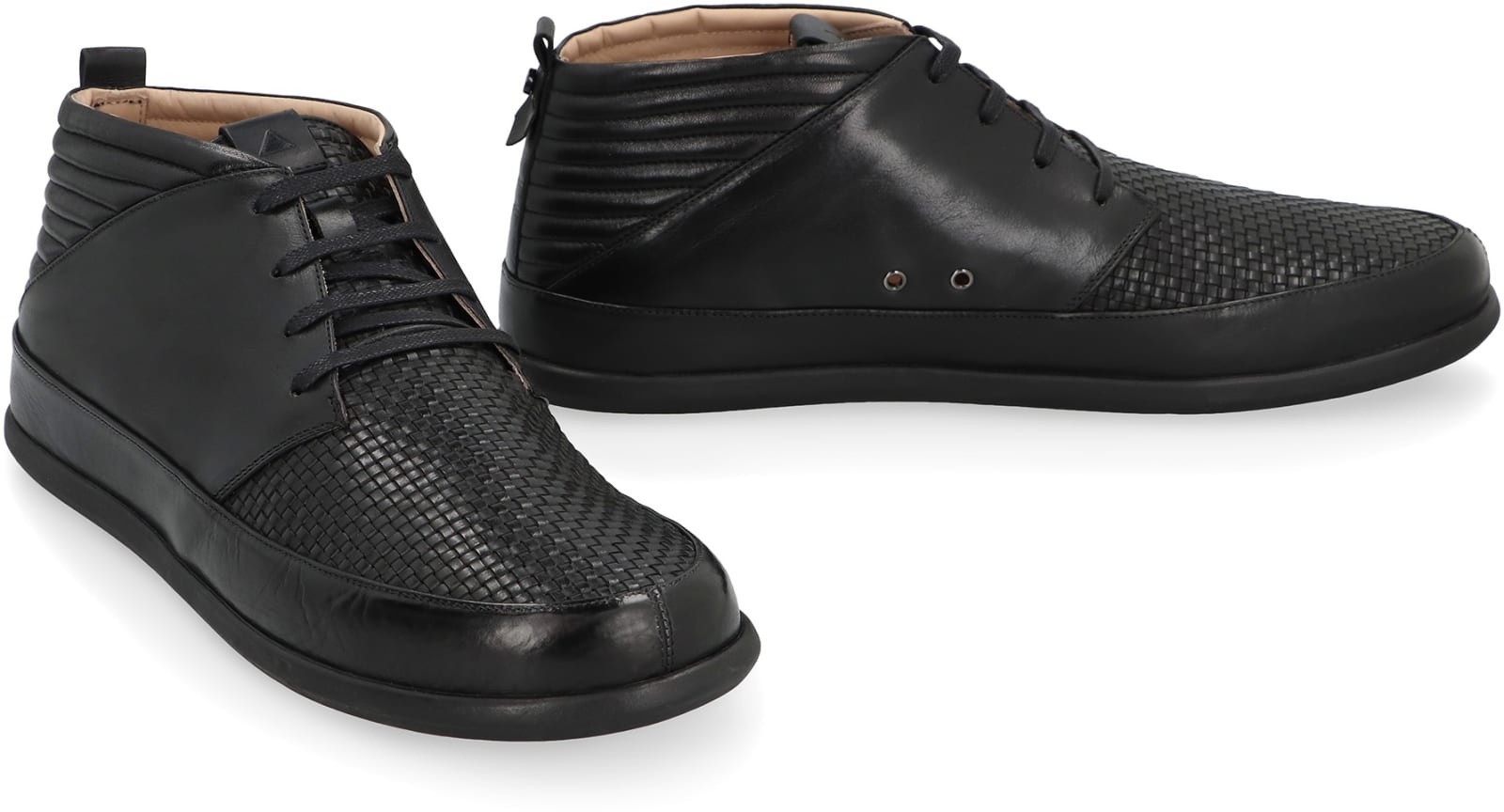 Volta Leather Mid-top Sneakers In Black