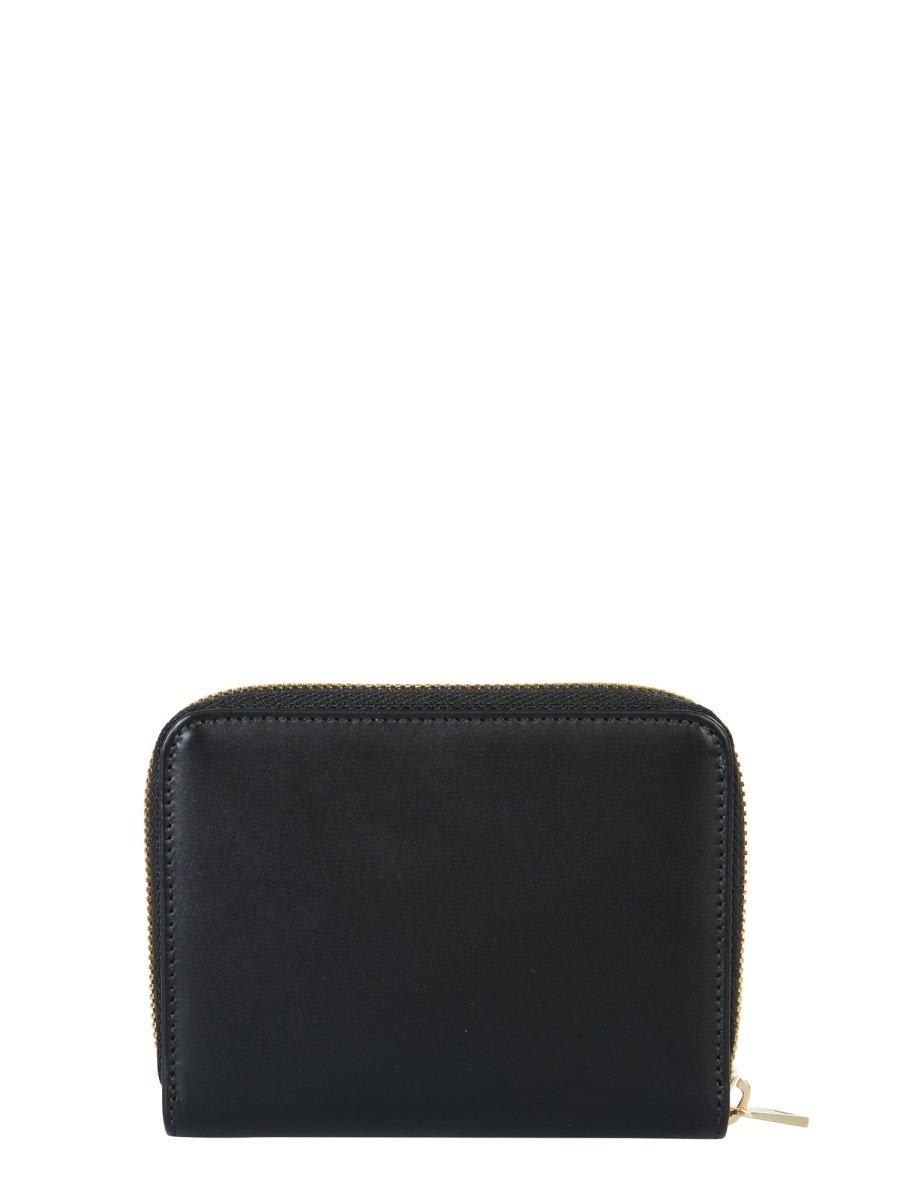 Shop Apc Logo Printed Zip-around Wallet In Lzz Noir