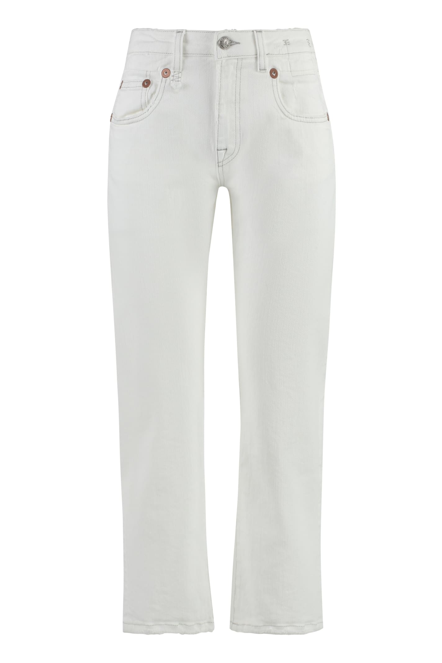 Shop R13 Boy 5-pocket Straight-leg Jeans In White