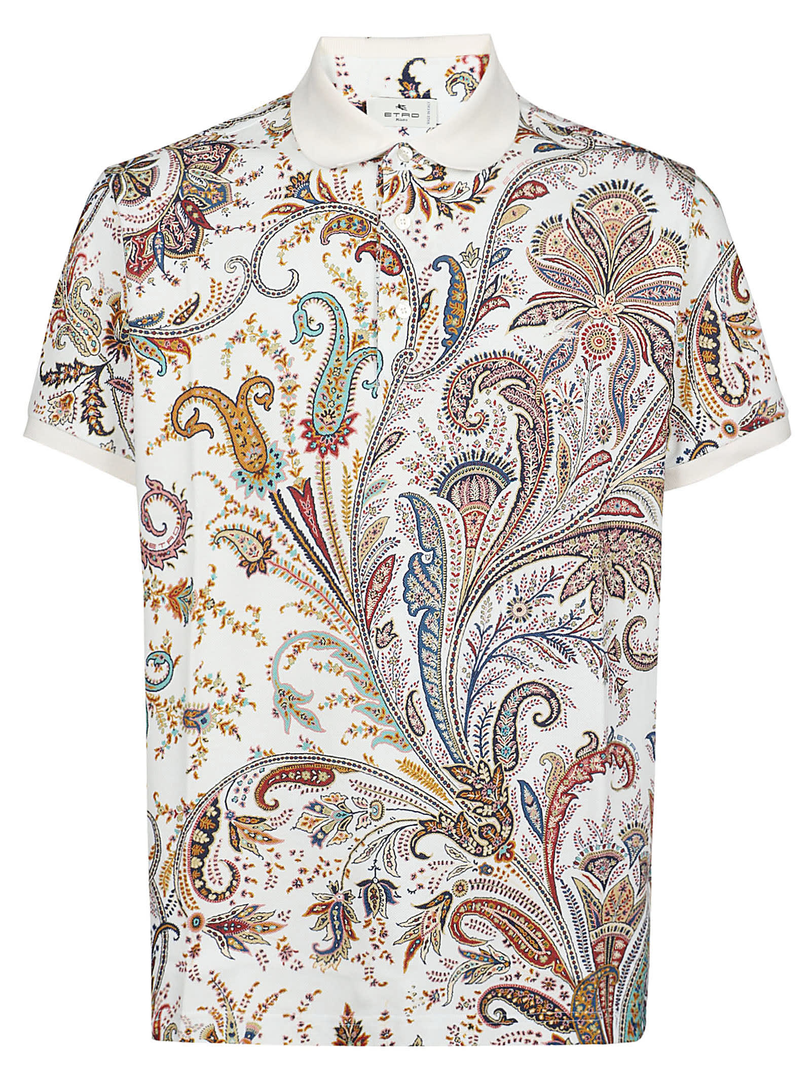 Shop Etro Roma Short Sleeve Polo Shirt In Bianco