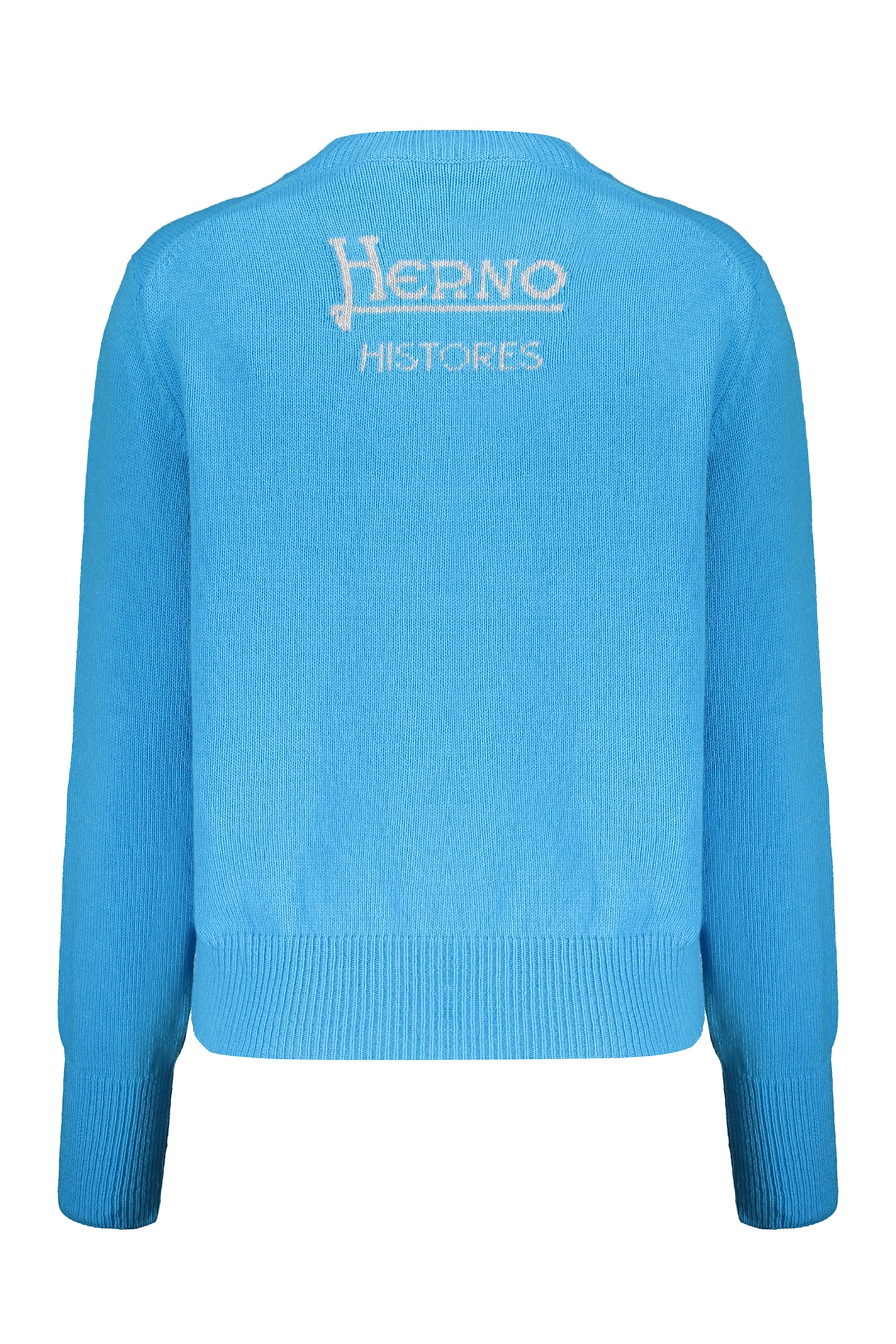 Herno Crew-neck Wool Sweater In Light Blue