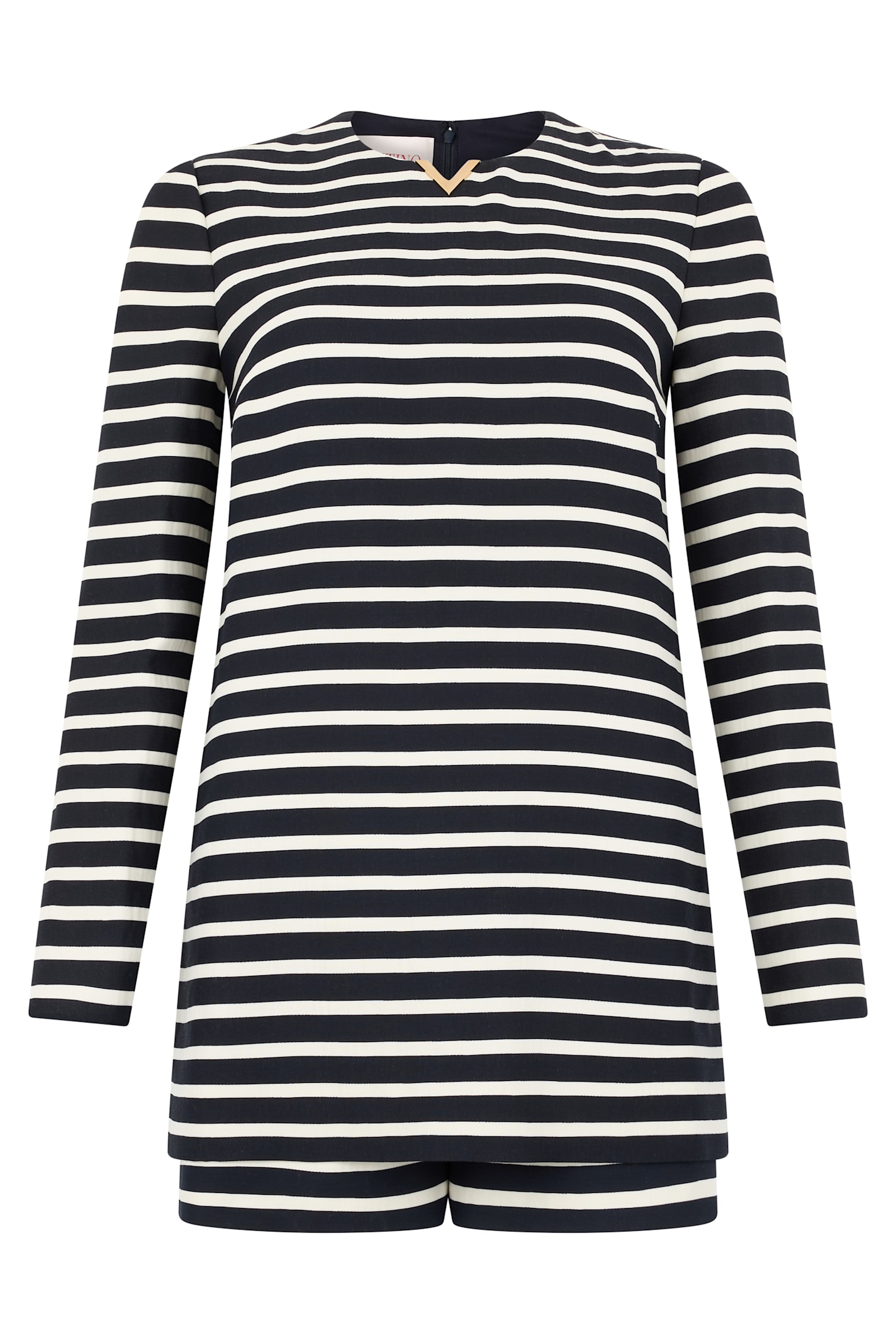 Valentino Stripe Print Jumpsuit In Black