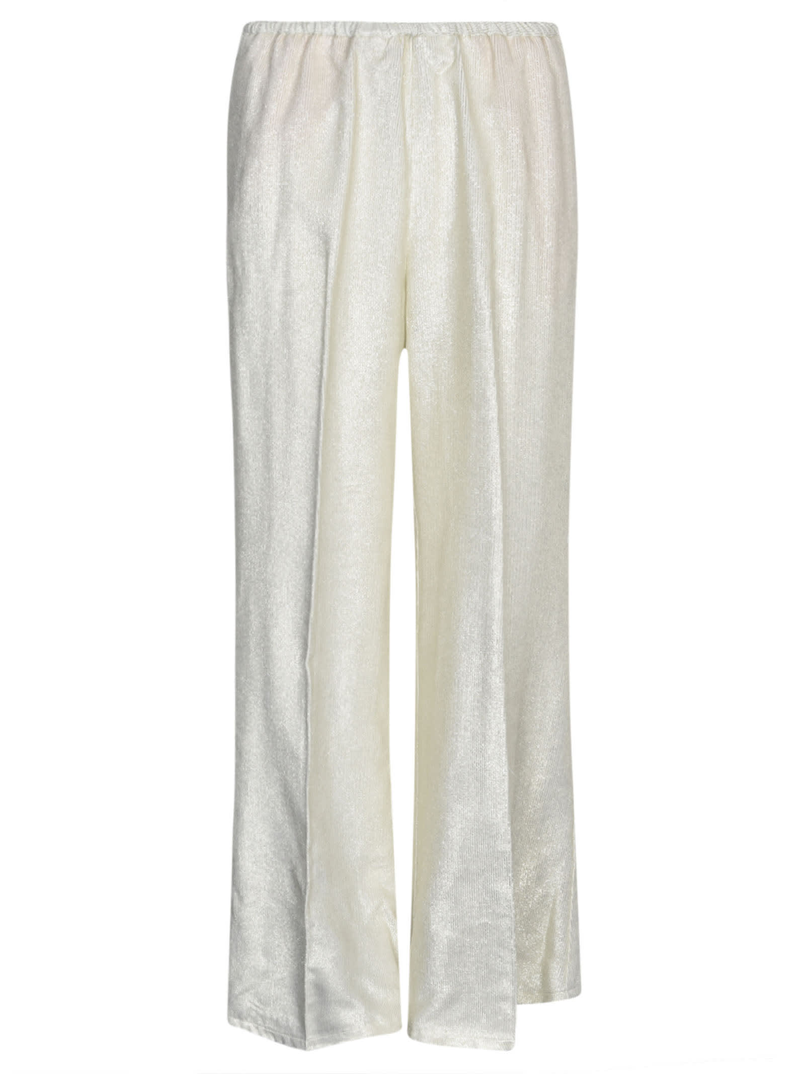Forte Forte Elastic Waist Wide Leg Trousers In Platino