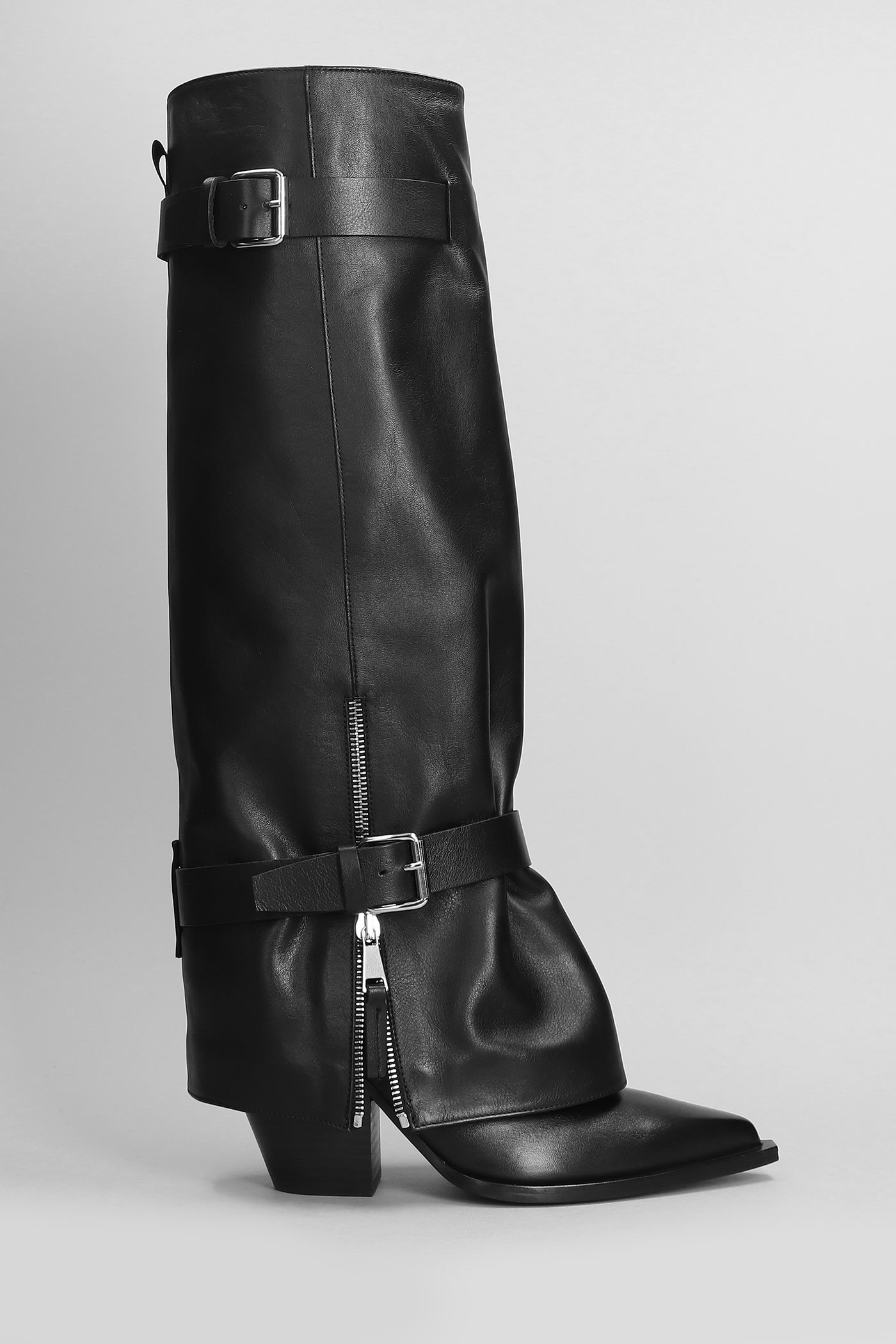 Shop Elena Iachi Texan Boots In Black Leather