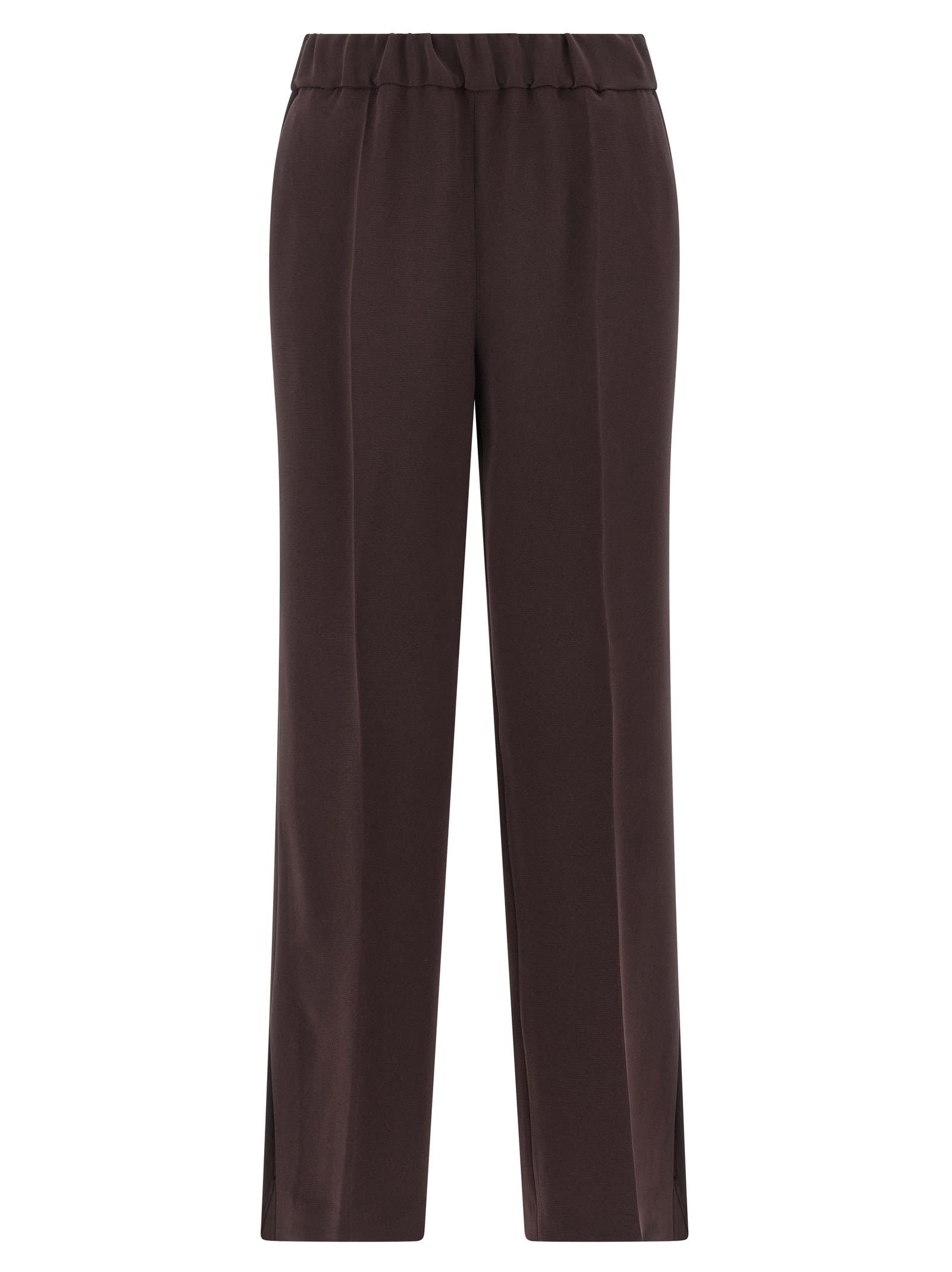 Alberto Biani Elastic Waistband Straight Leg Trousers With Side Pockets In Burgundy