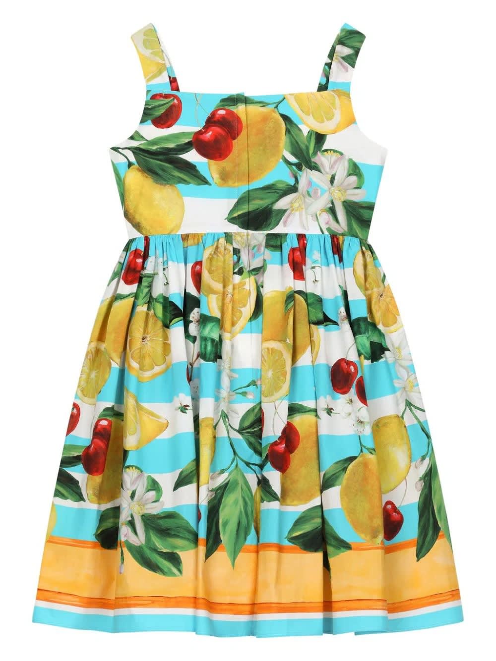 Shop Dolce & Gabbana Multicoloured Dress With Lemon And Cherry Print