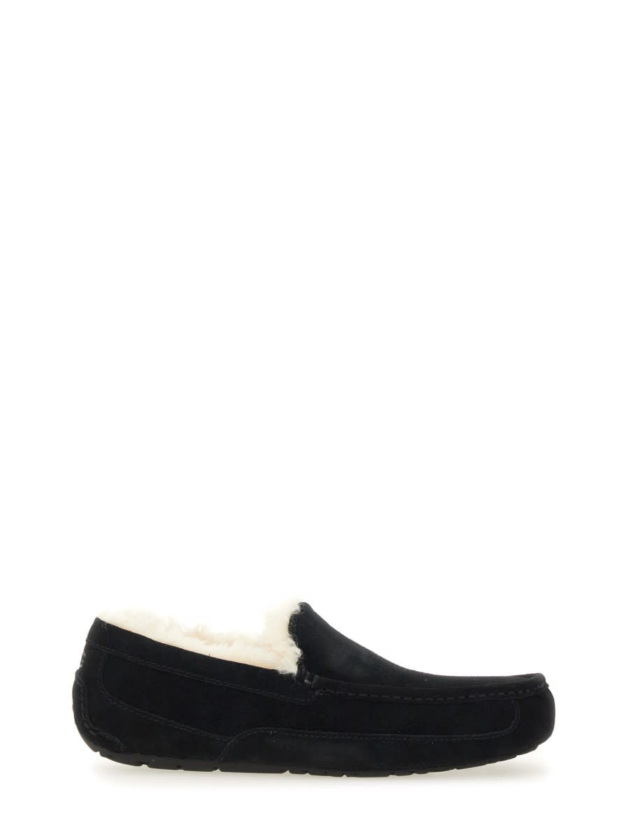 Ugg Ascot 1101110-blk Moccasin Mens Us 7 Black Suede Wool Slip On Slipper Dwa626 In Multi