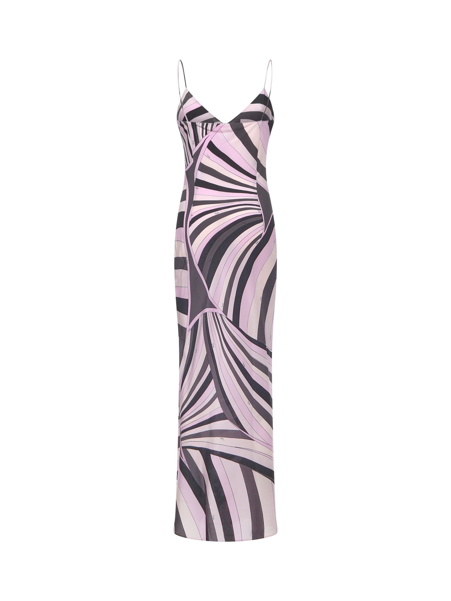 Pucci Silk Dress With Iris Print In Black