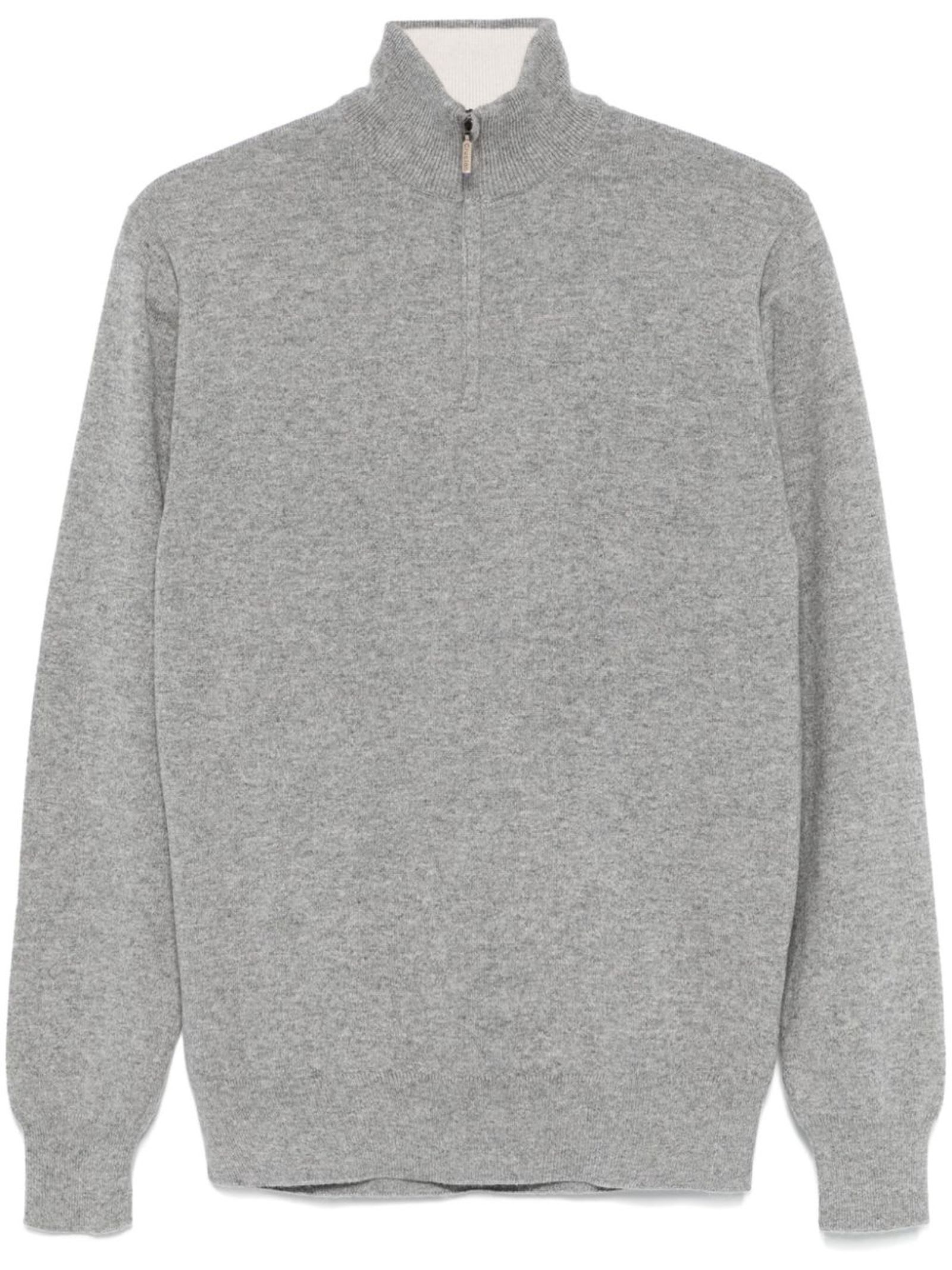 Light Grey Cashmere Polo Top