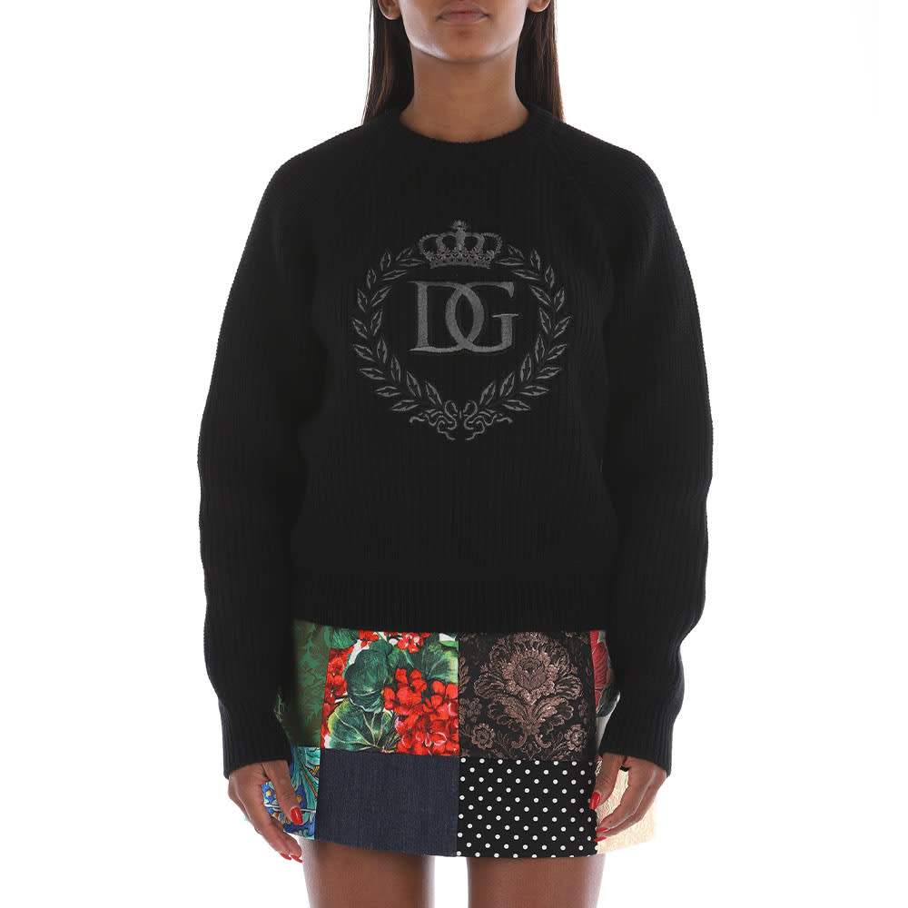 Dolce & Gabbana Ribbed Cashmere Turtle-neck Sweater With Embroidery