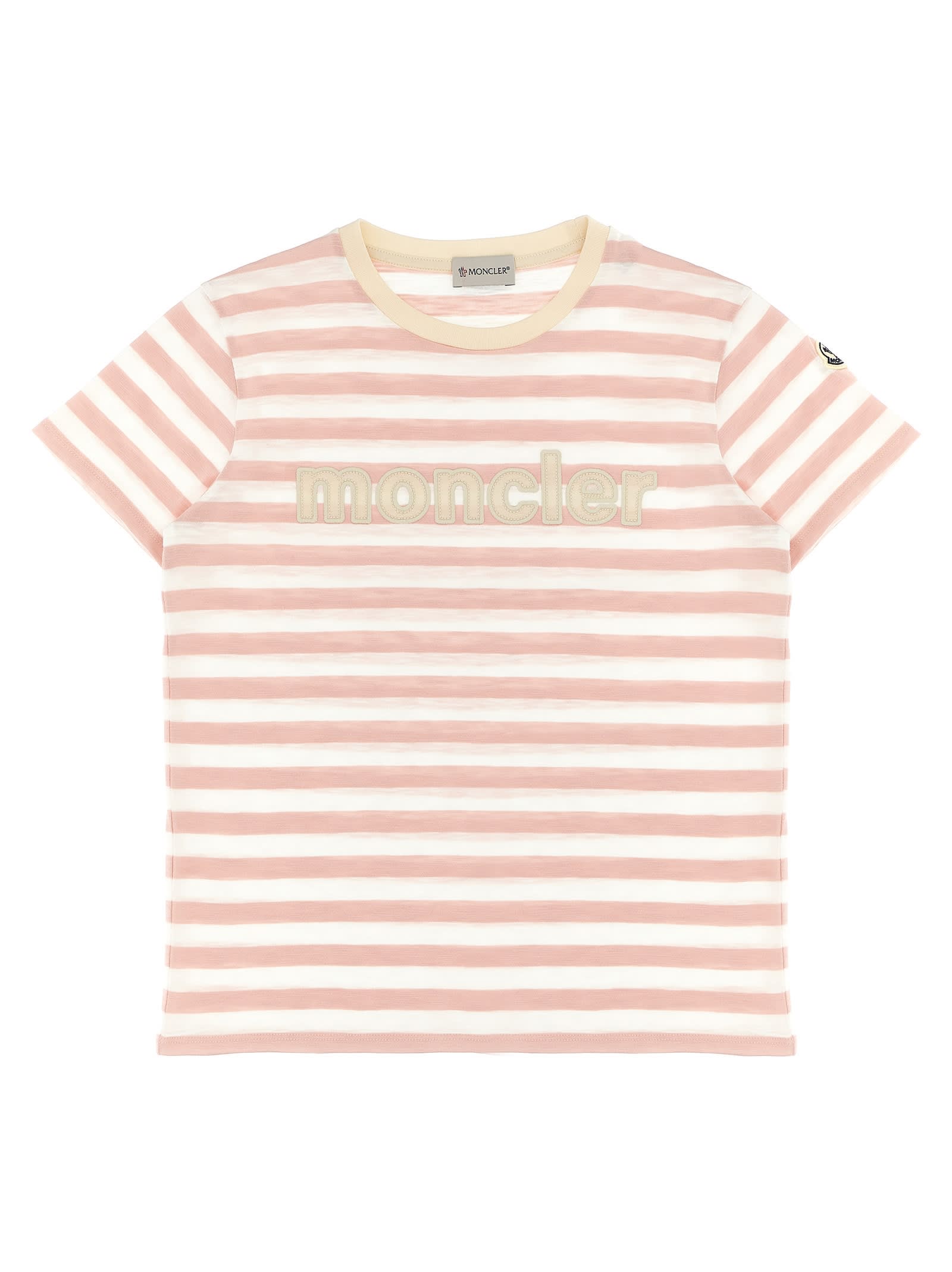 Moncler Striped T-shirt In Pink
