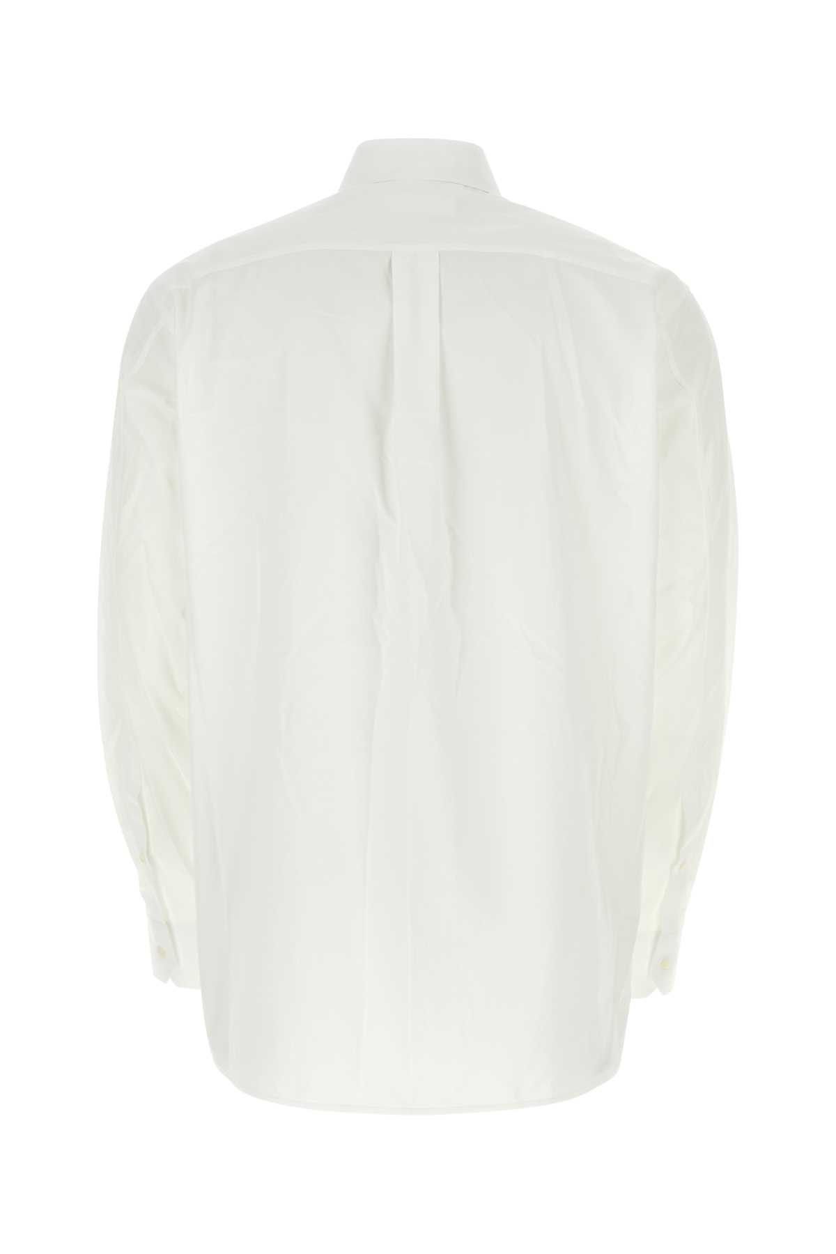 Shop Valentino White Poplin Shirt In Bianco