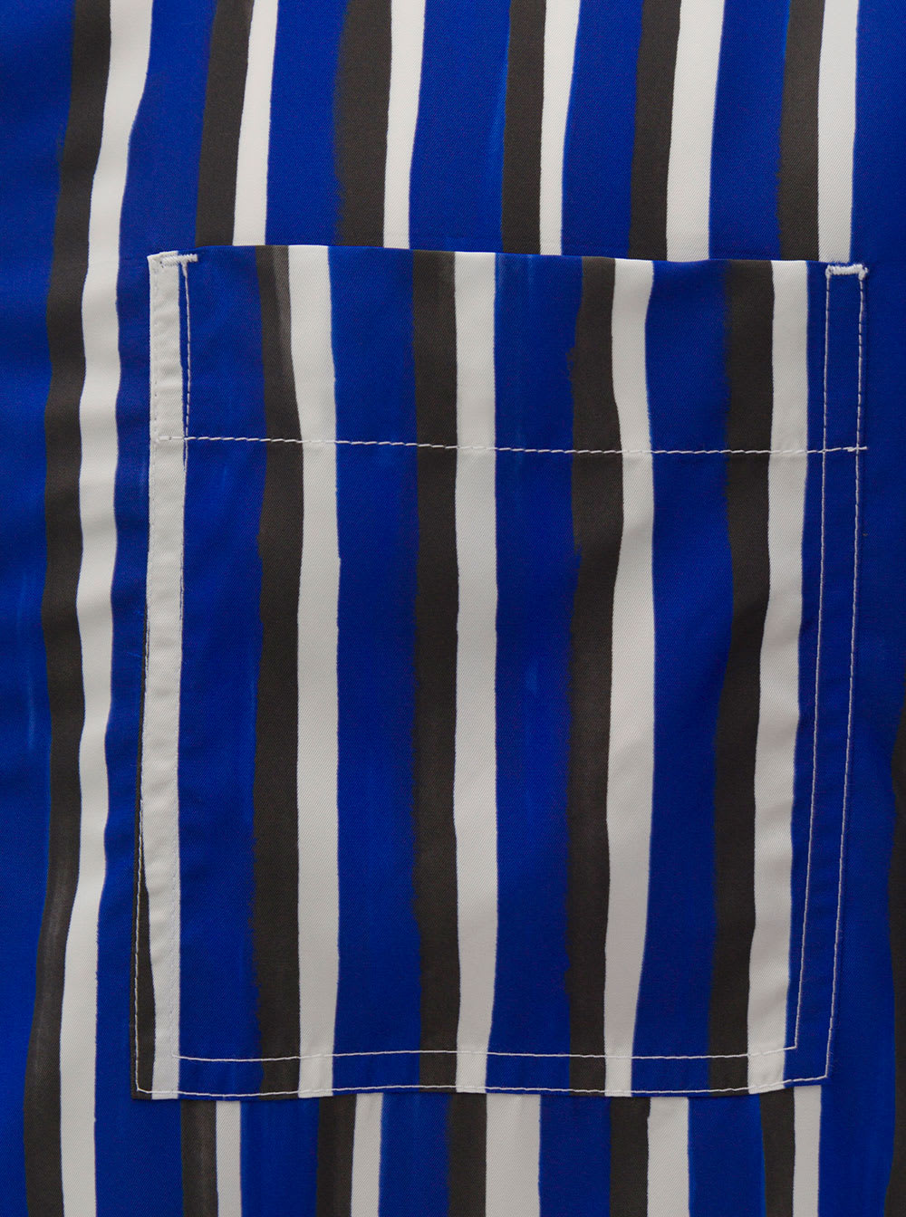 Shop Bottega Veneta Short Sleeve Striped Blue Shirt In Viscose Man