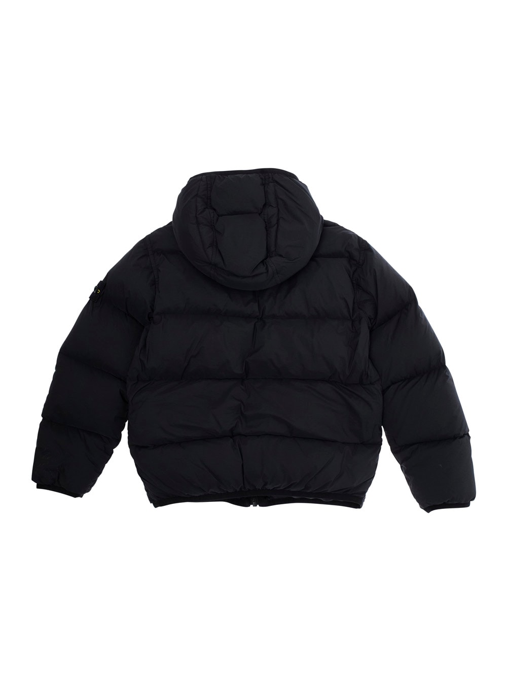 Stone Island Black Hooded Logo-patch Padded Shell Jacket 2-12 In Black