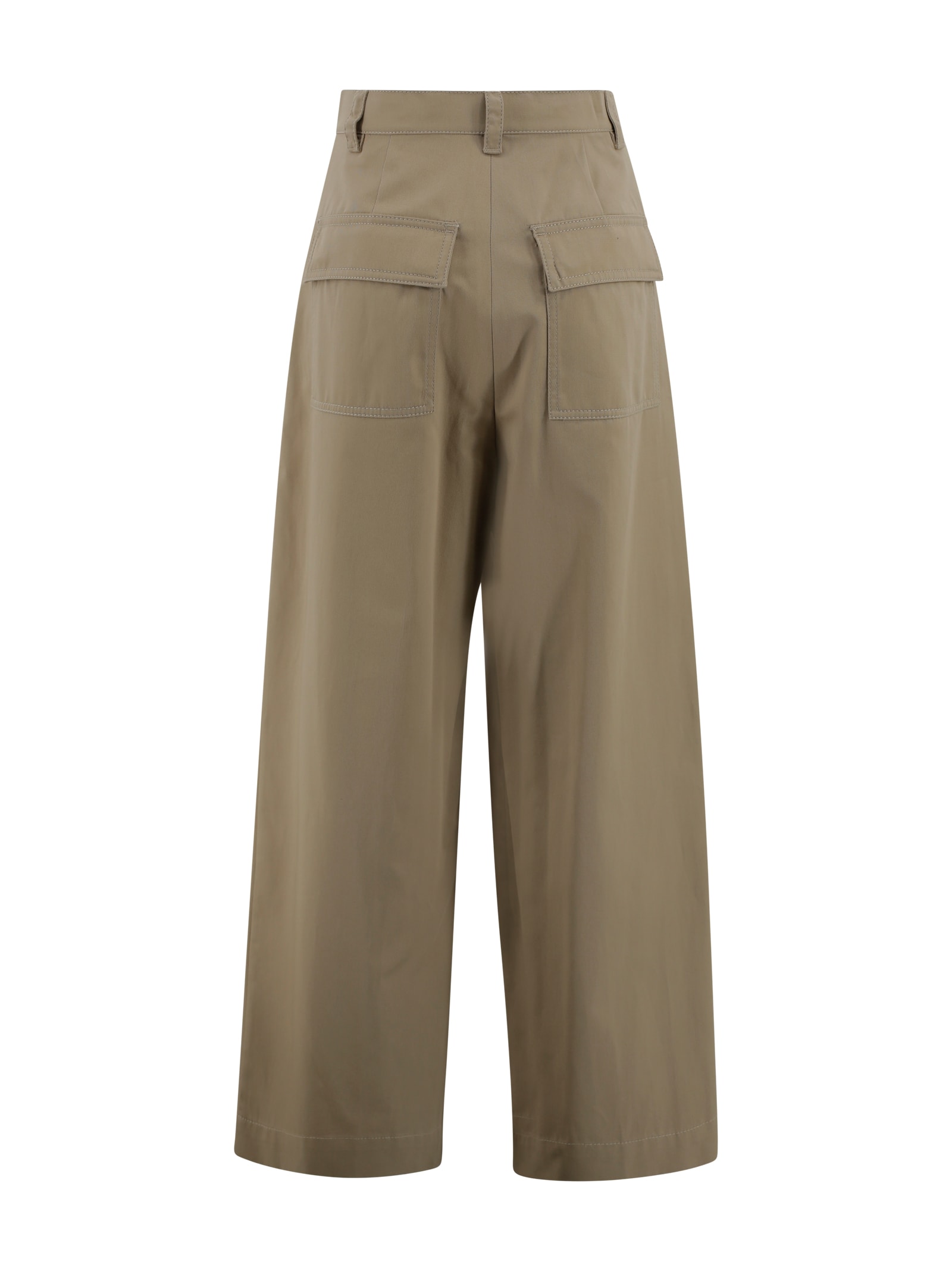 Weekend Max Mara Pantalone Ampio In Gabardina Di Cotone Beige In Beige