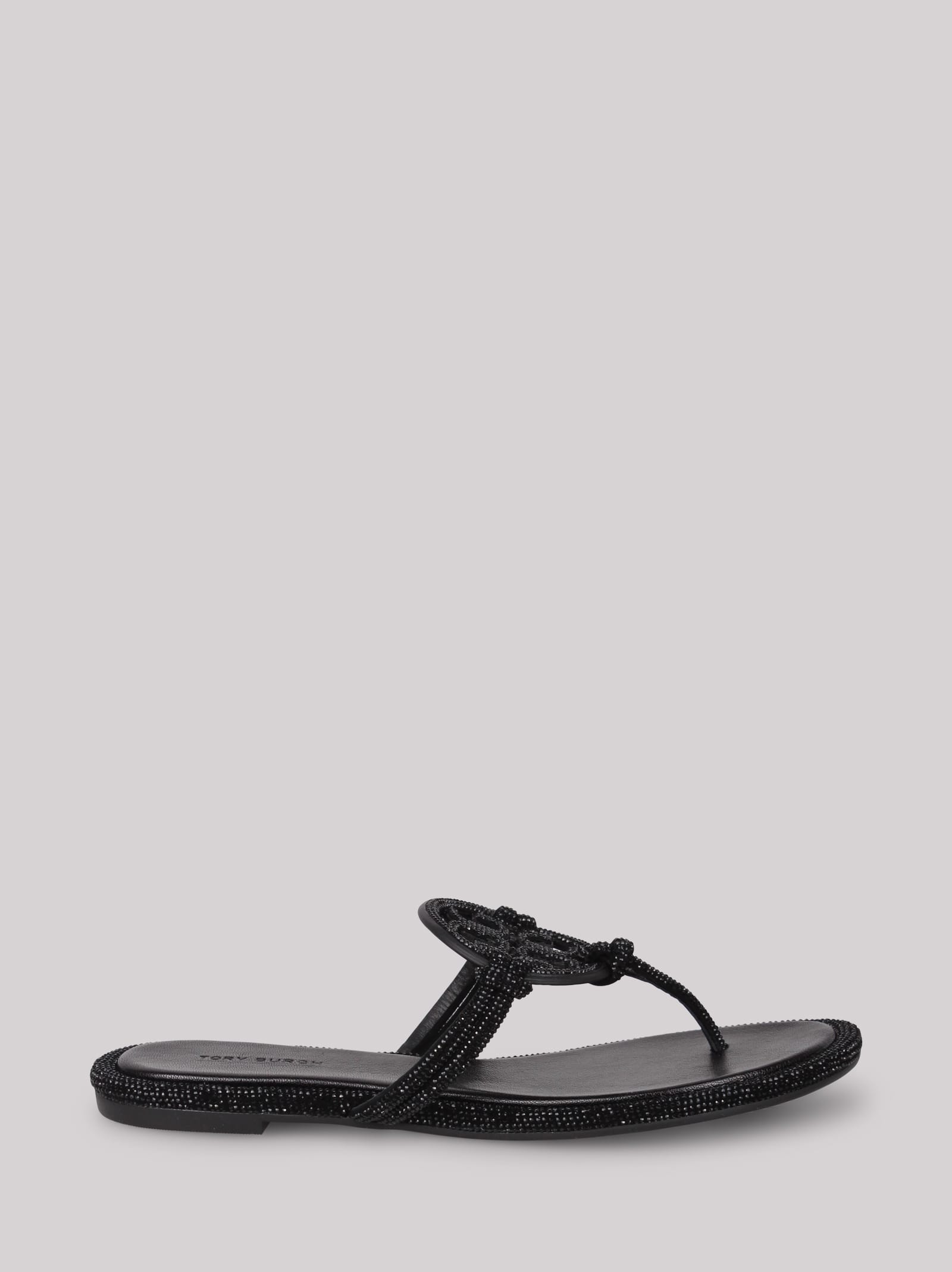 Tory Burch Miller Pavé Crystal-embellished Sandals In Black
