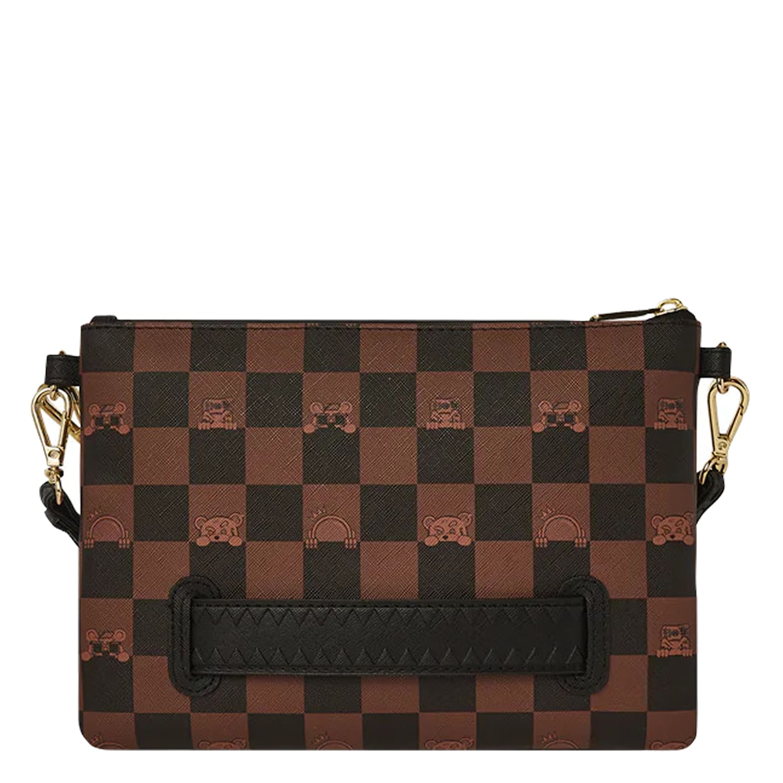 Sprayground Peeking Character Check Pochette In Brown