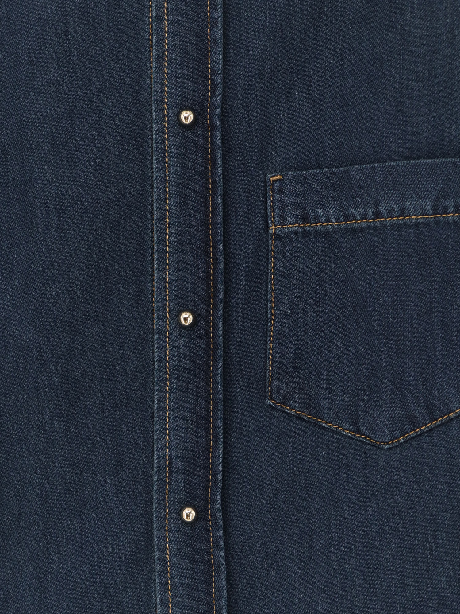 Darkpark Denim Shirt With Collared Neck And Pocket In Blue