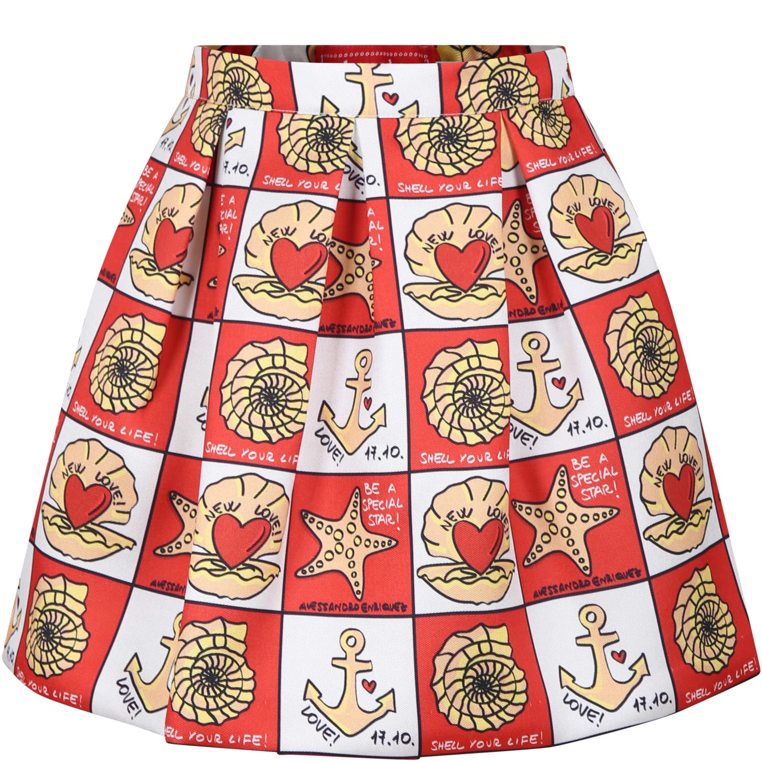 Alessandro Enriquez Kids' Red Skirt For Girl With Pop Print
