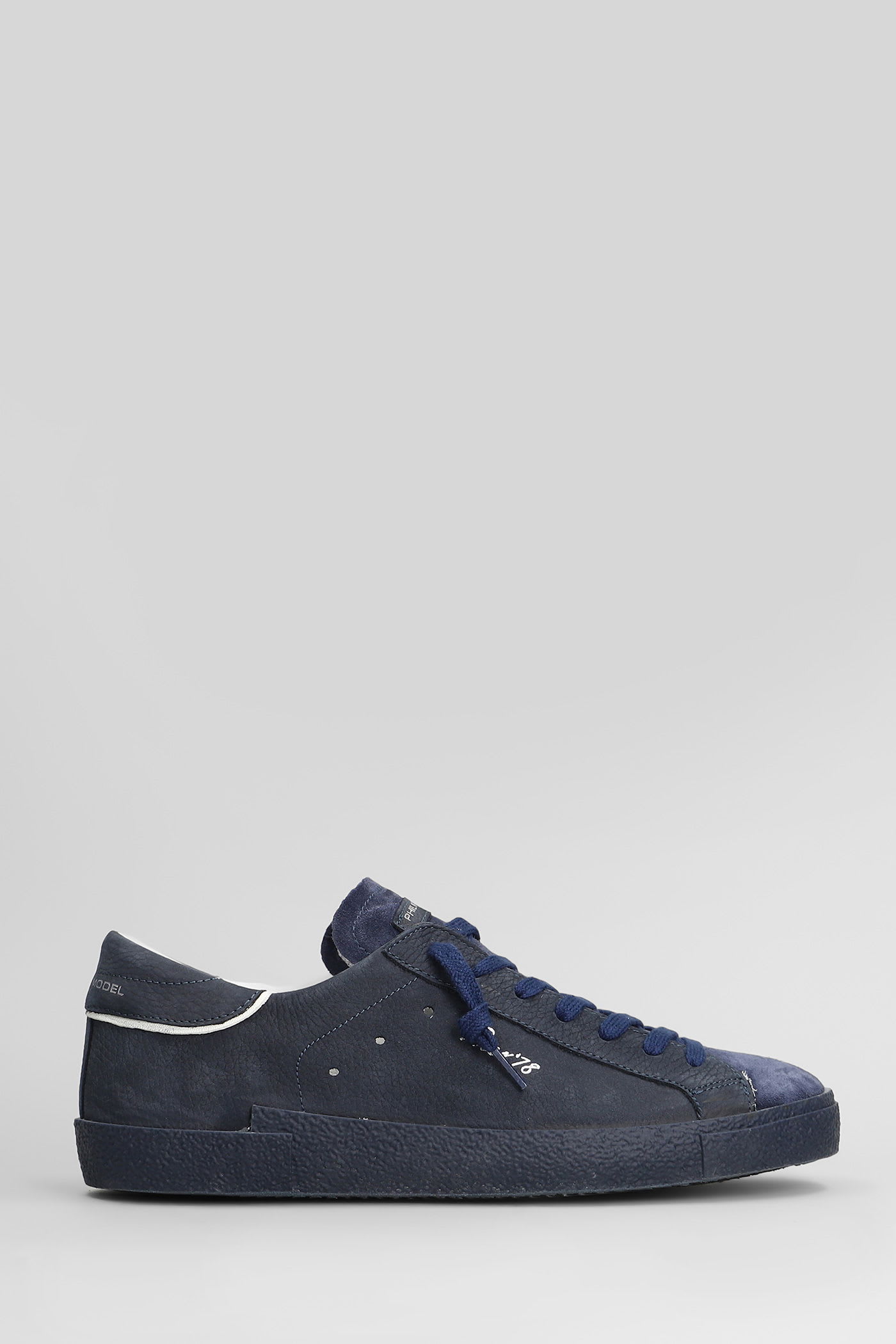 Philippe Model Prsx Low Sneakers In Blue Leather In Blue