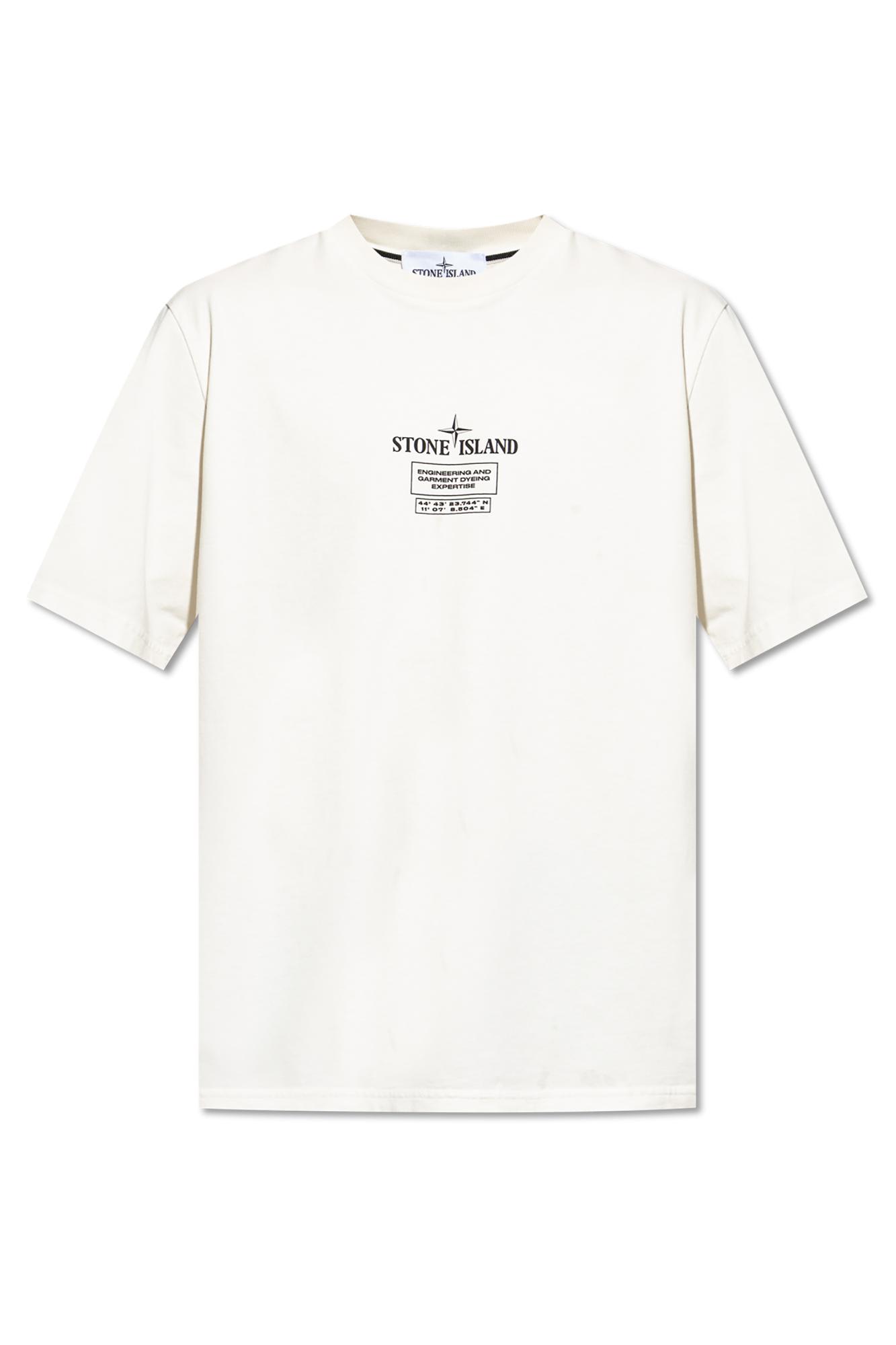Stone Island Logo Crew Neck Cotton T-shirt With Short Sleeves In White