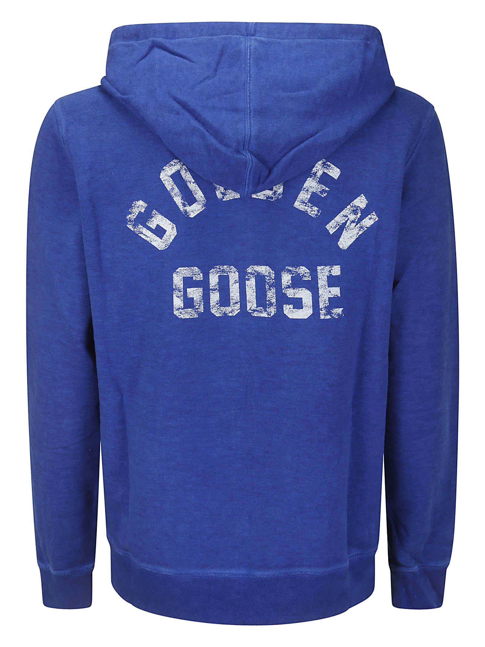 Shop Golden Goose Journey Ms Regular Zipped Hoodie In Mazarine Blue/ Optic White