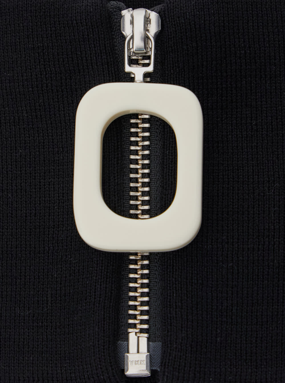 JW ANDERSON BLACK KNIT NECKBAND WITH ZIP CLOSURE ON THE FRONT IN WOOL MAN